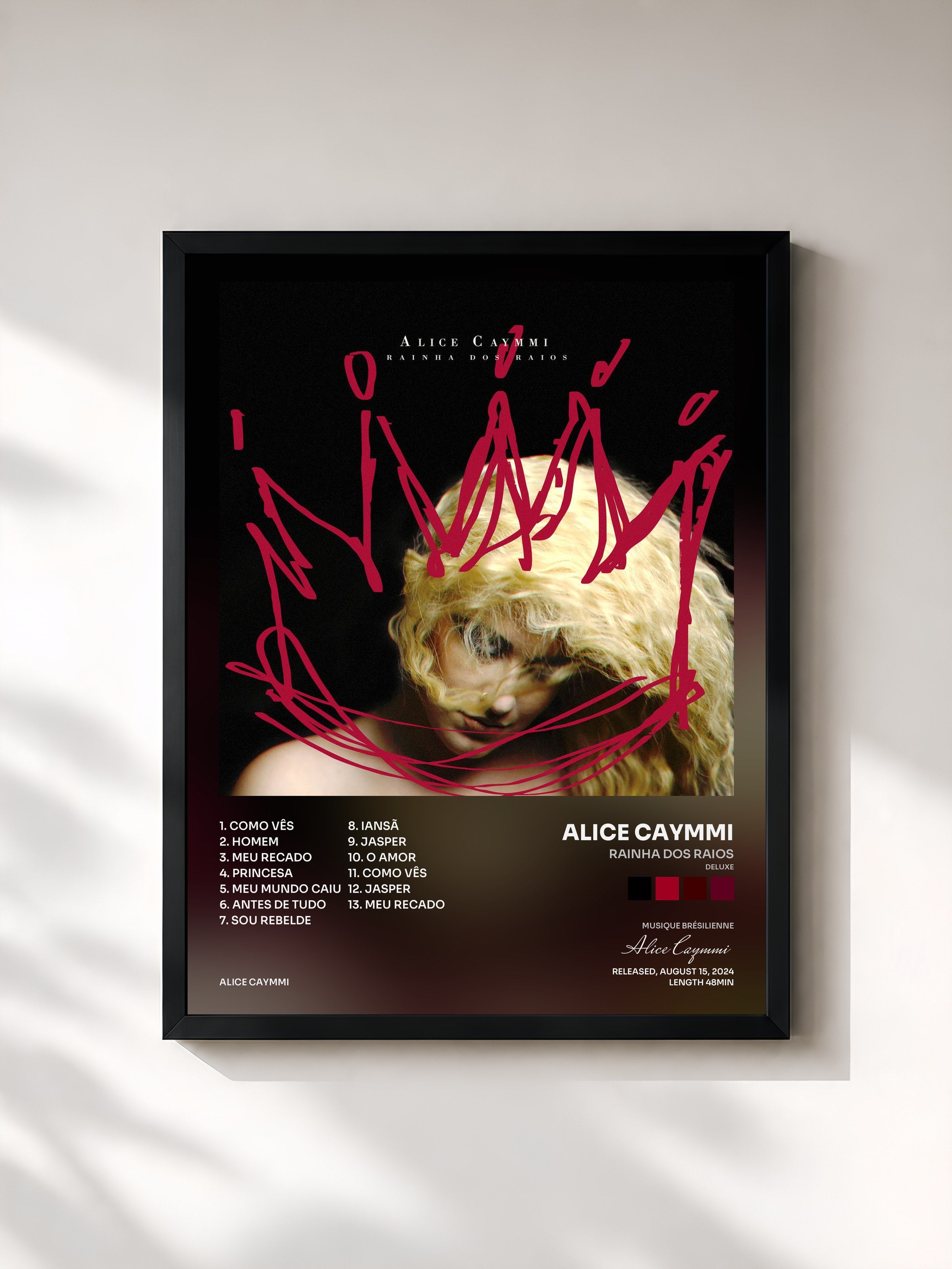 #noir Tableau de l'album Rainha dos Raios (Deluxe) de Alice Caymmi, cadre noir, imprimé et encadré en France