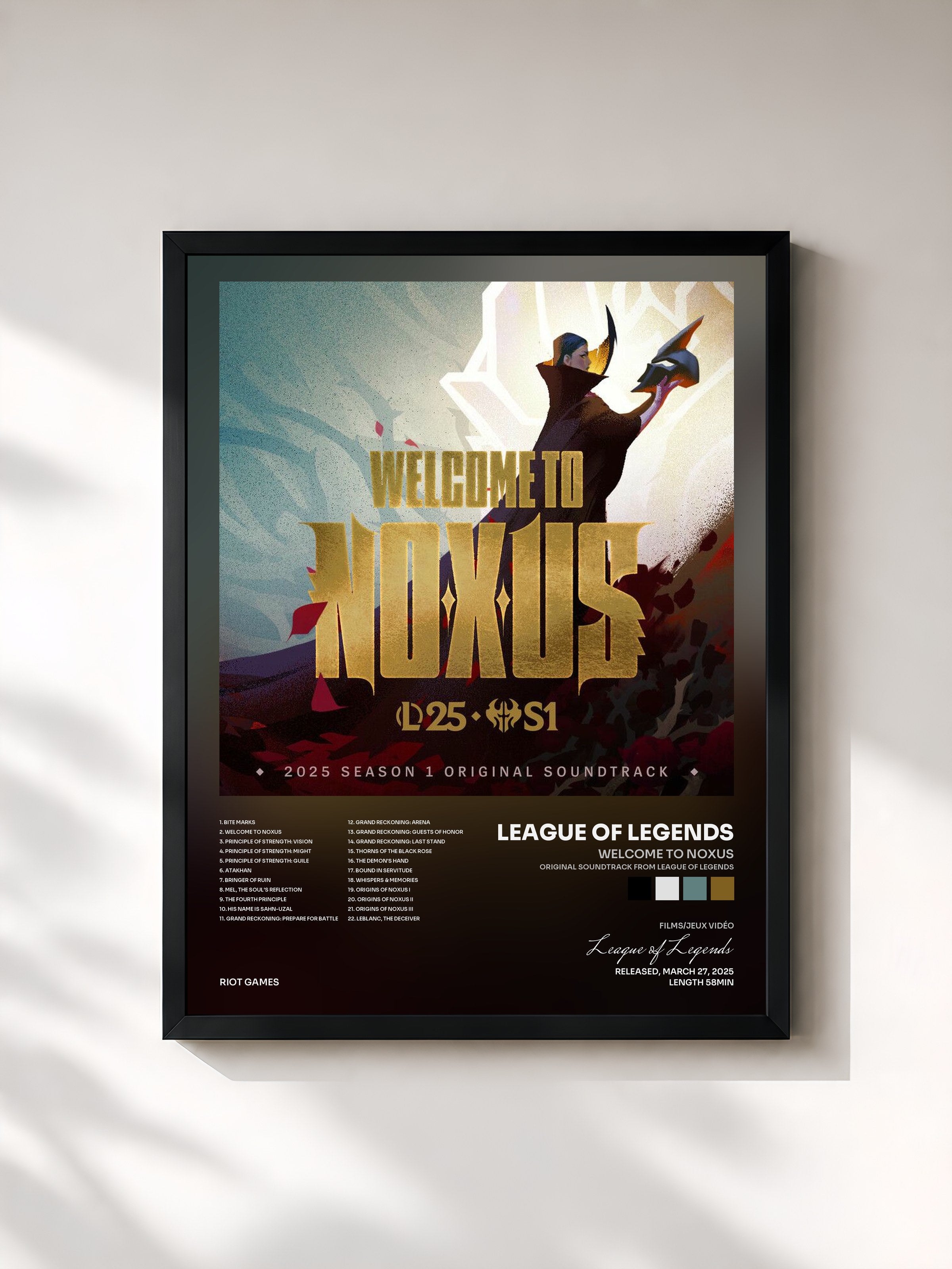 #noir Tableau de l'album Welcome to Noxus (Original Soundtrack from League of Legends) de League of Legends, cadre noir, imprimé et encadré en France