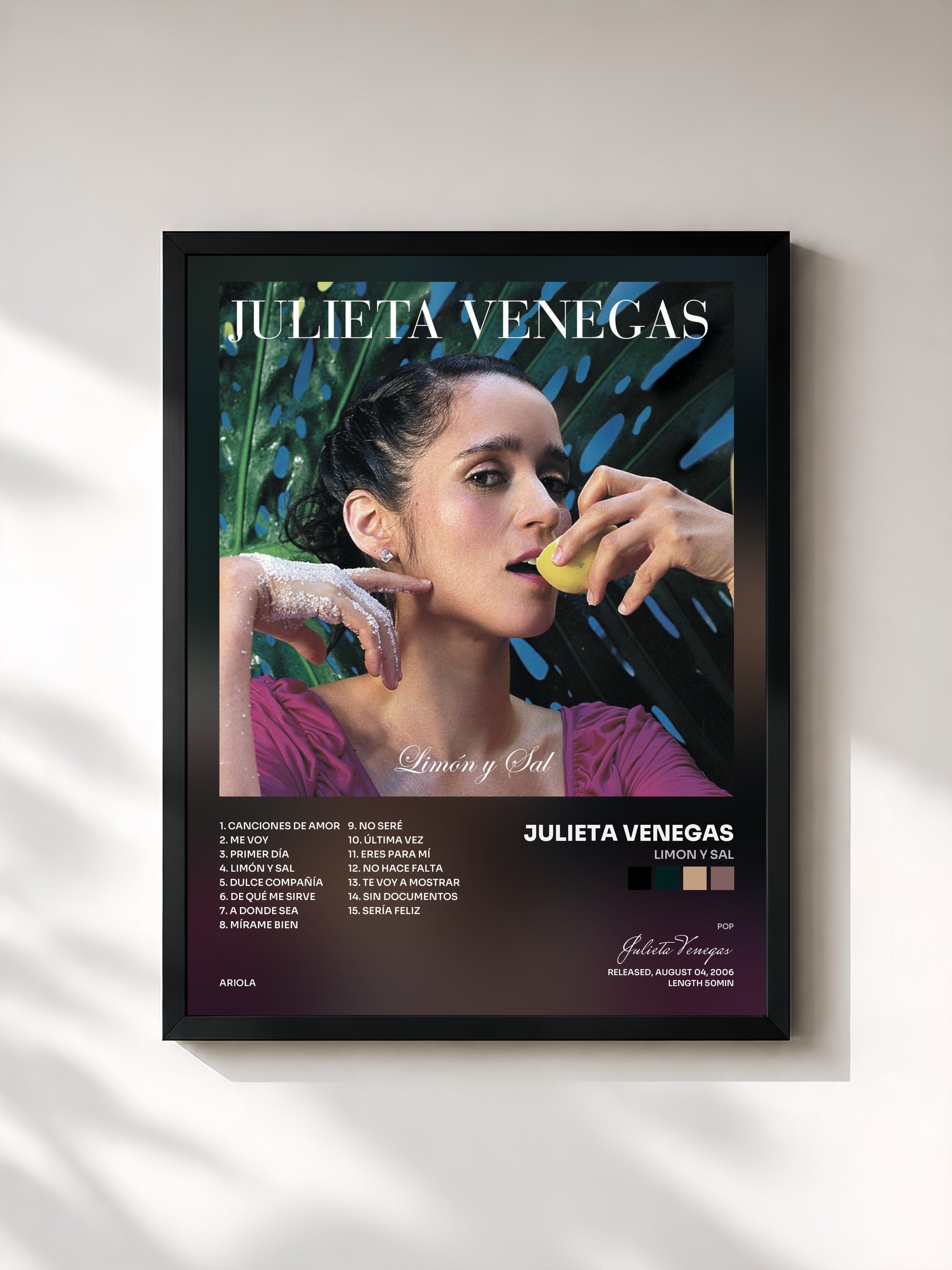 #noir Tableau de l'album Limon Y Sal de Julieta Venegas, cadre noir, imprimé et encadré en France