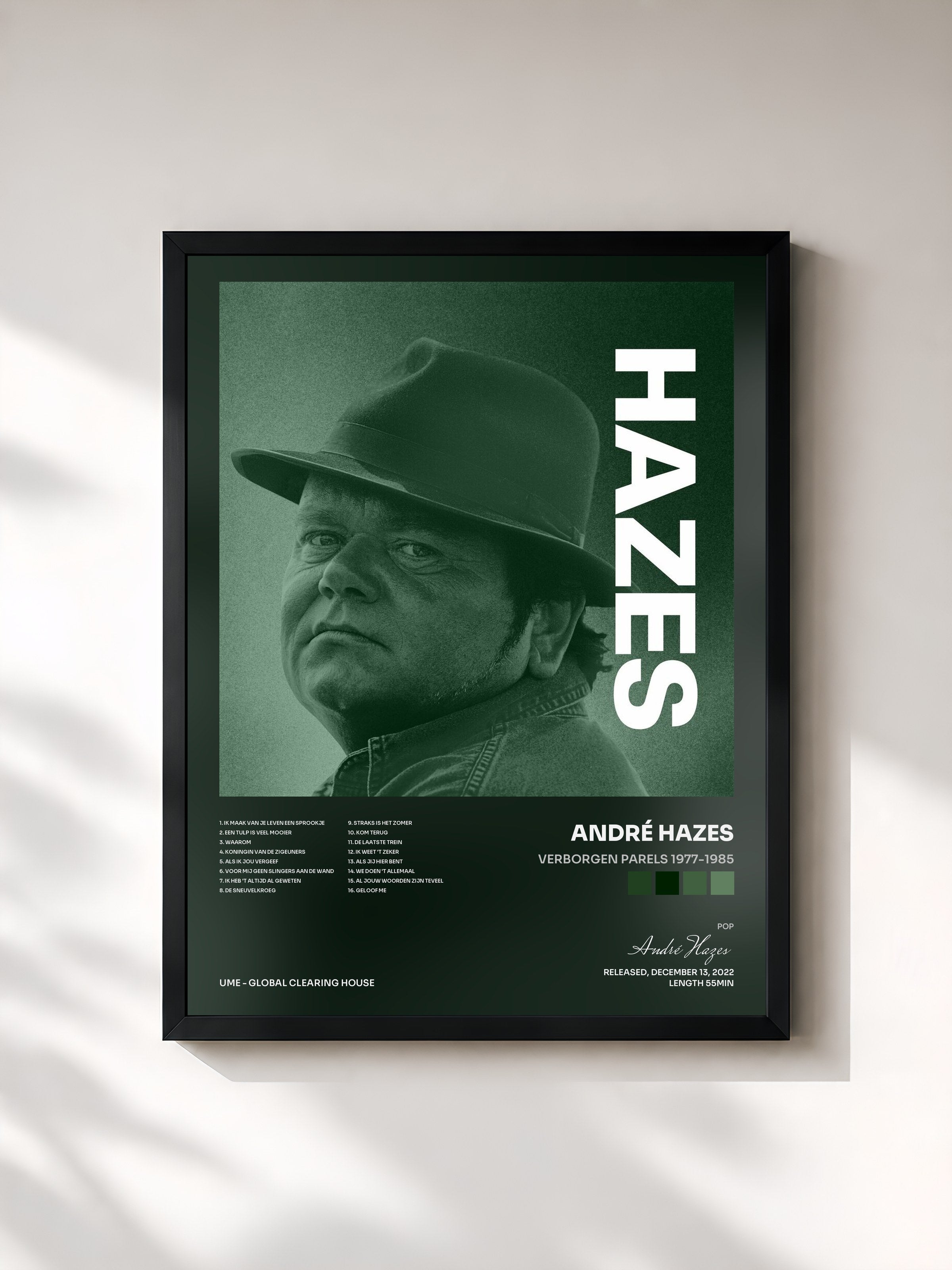 #noir Tableau de l'album Verborgen Parels 1977-1985 de André Hazes, cadre noir, imprimé et encadré en France
