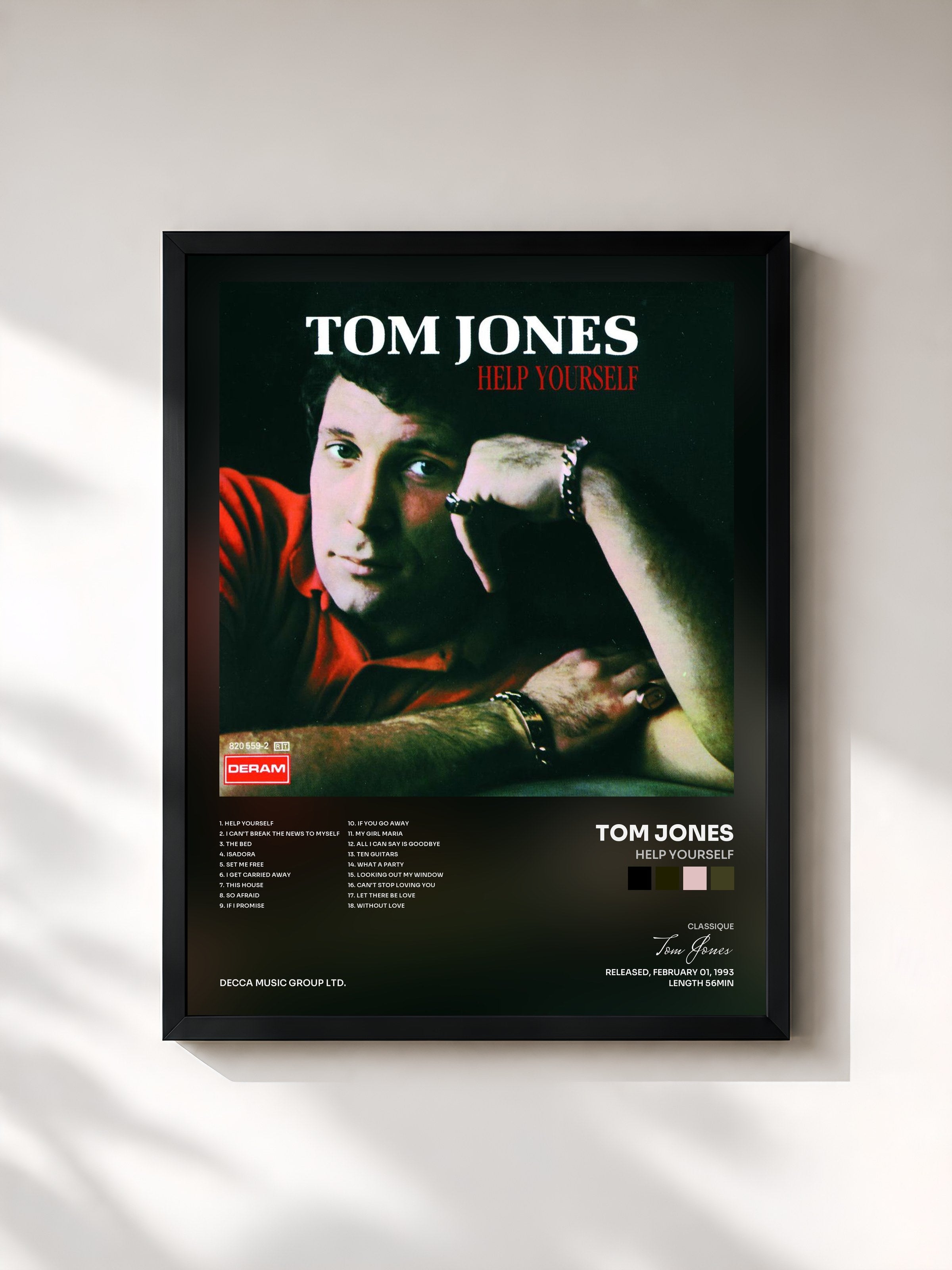 #noir Tableau de l'album Help Yourself de Tom Jones, cadre noir, imprimé et encadré en France