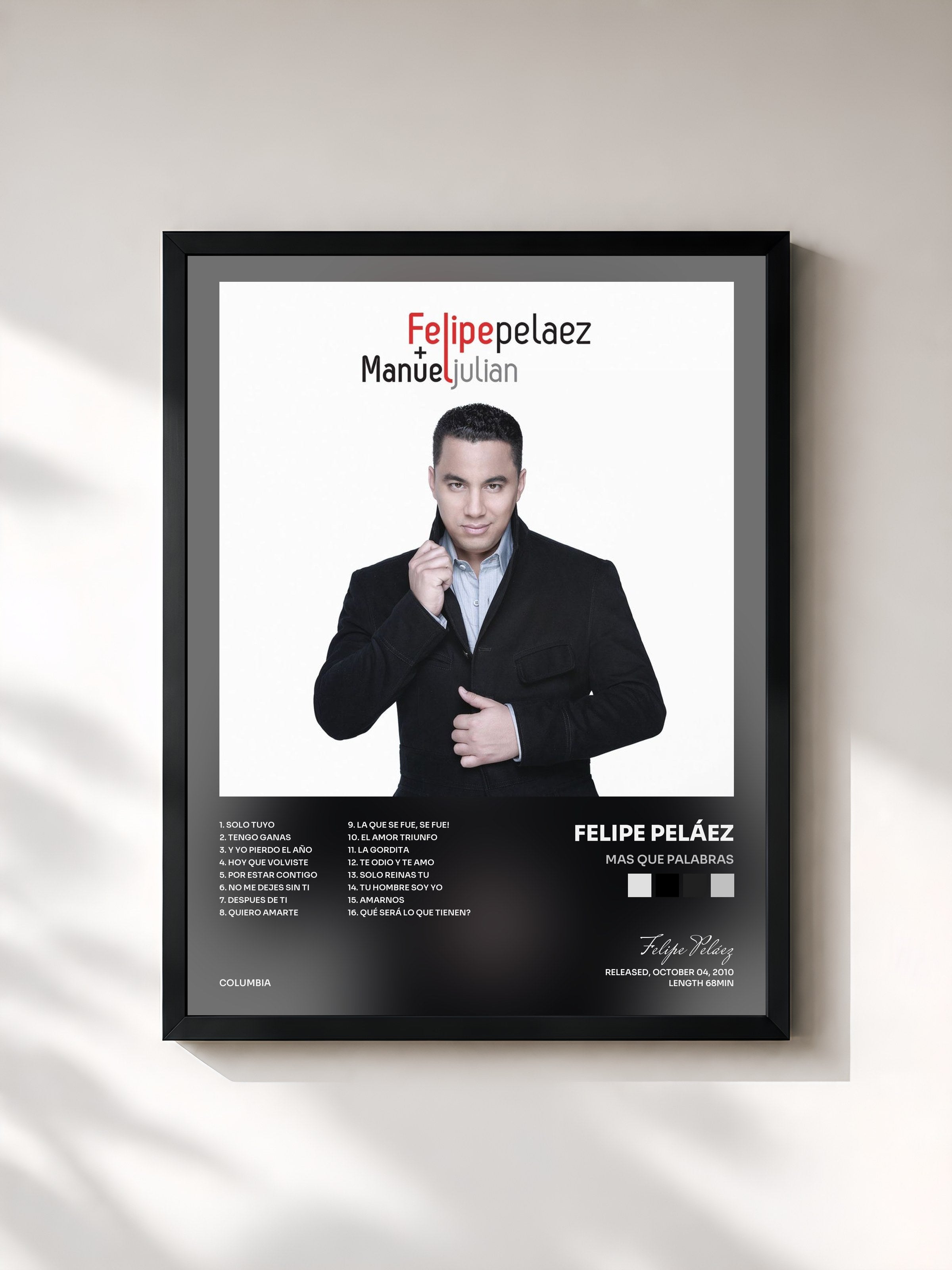 #noir Tableau de l'album Mas Que Palabras de Felipe Peláez, cadre noir, imprimé et encadré en France