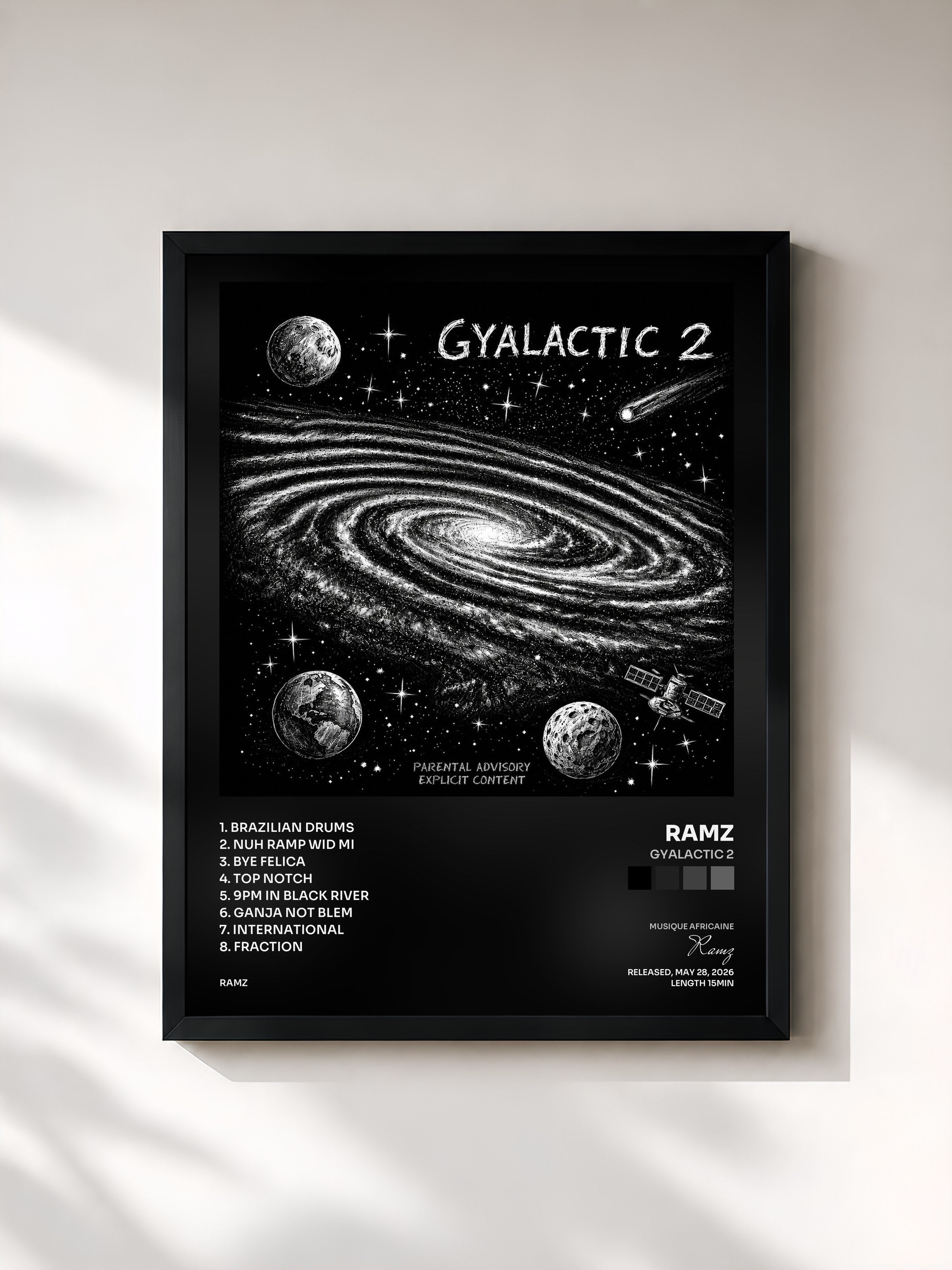 #noir Tableau de l'album GYALACTIC 2 de Ramz, cadre noir, imprimé et encadré en France