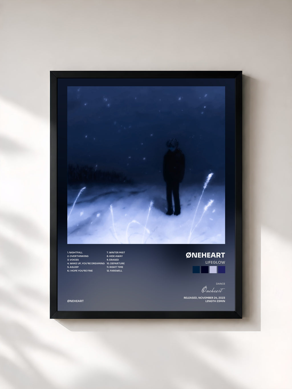 #noir Tableau de l'album Lifeglow de Øneheart, cadre noir, imprimé et encadré en France