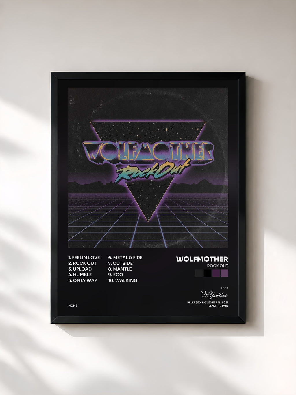 #noir Tableau de l'album Rock Out de Wolfmother, cadre noir, imprimé et encadré en France