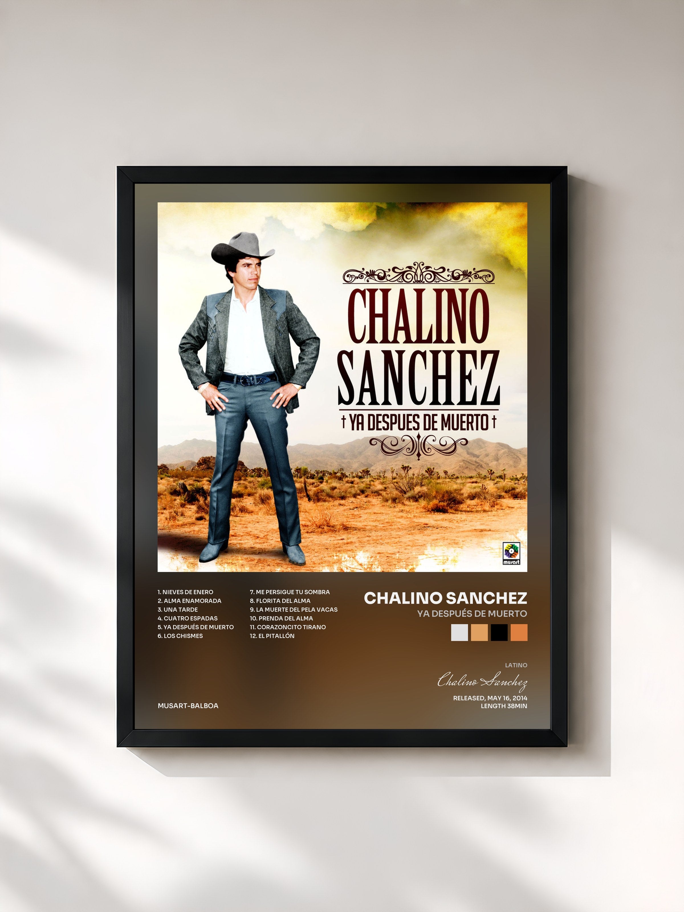 #noir Tableau de l'album Ya Después De Muerto de Chalino Sanchez, cadre noir, imprimé et encadré en France