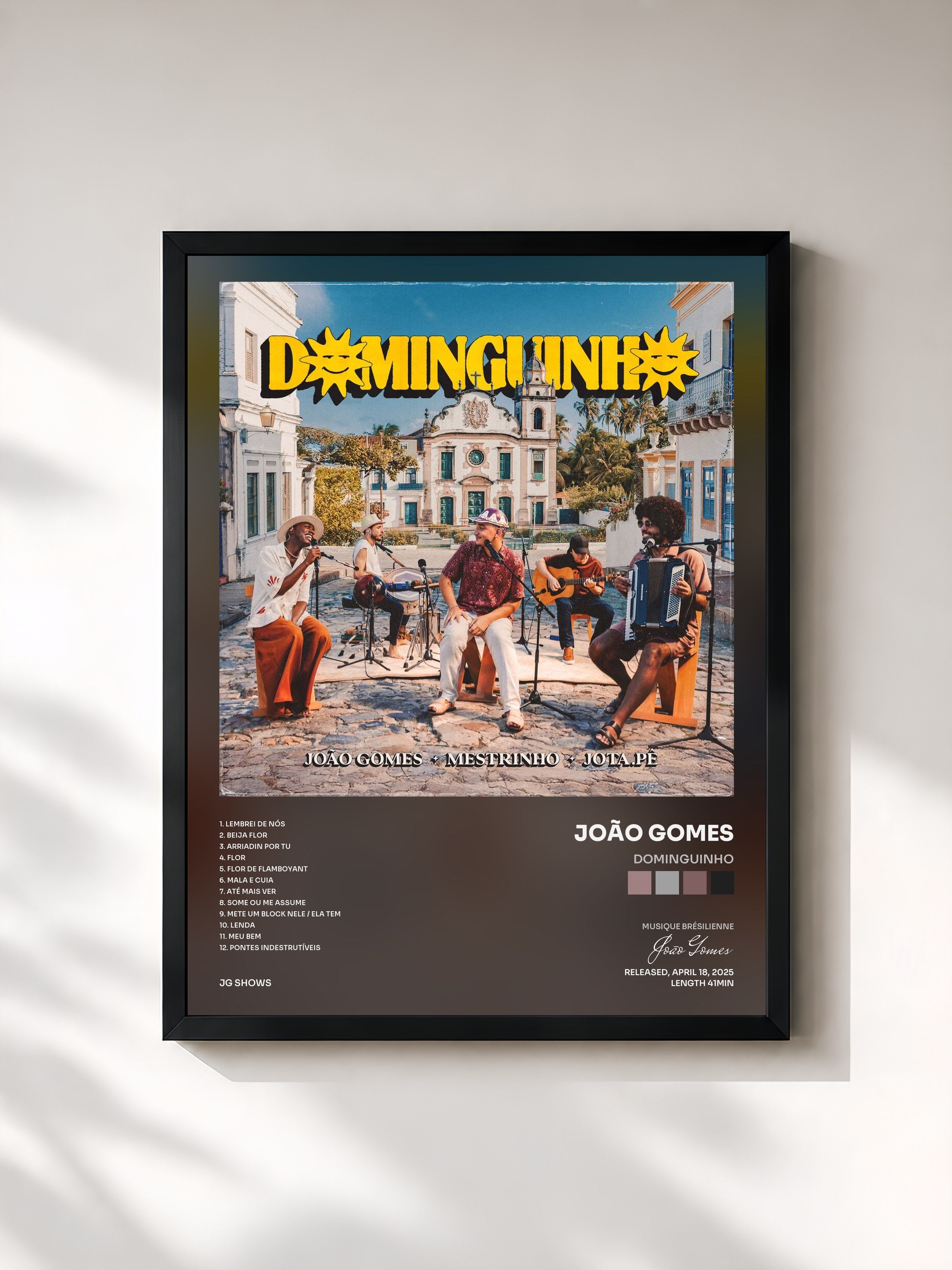 #noir Tableau de l'album Dominguinho de João Gomes, cadre noir, imprimé et encadré en France
