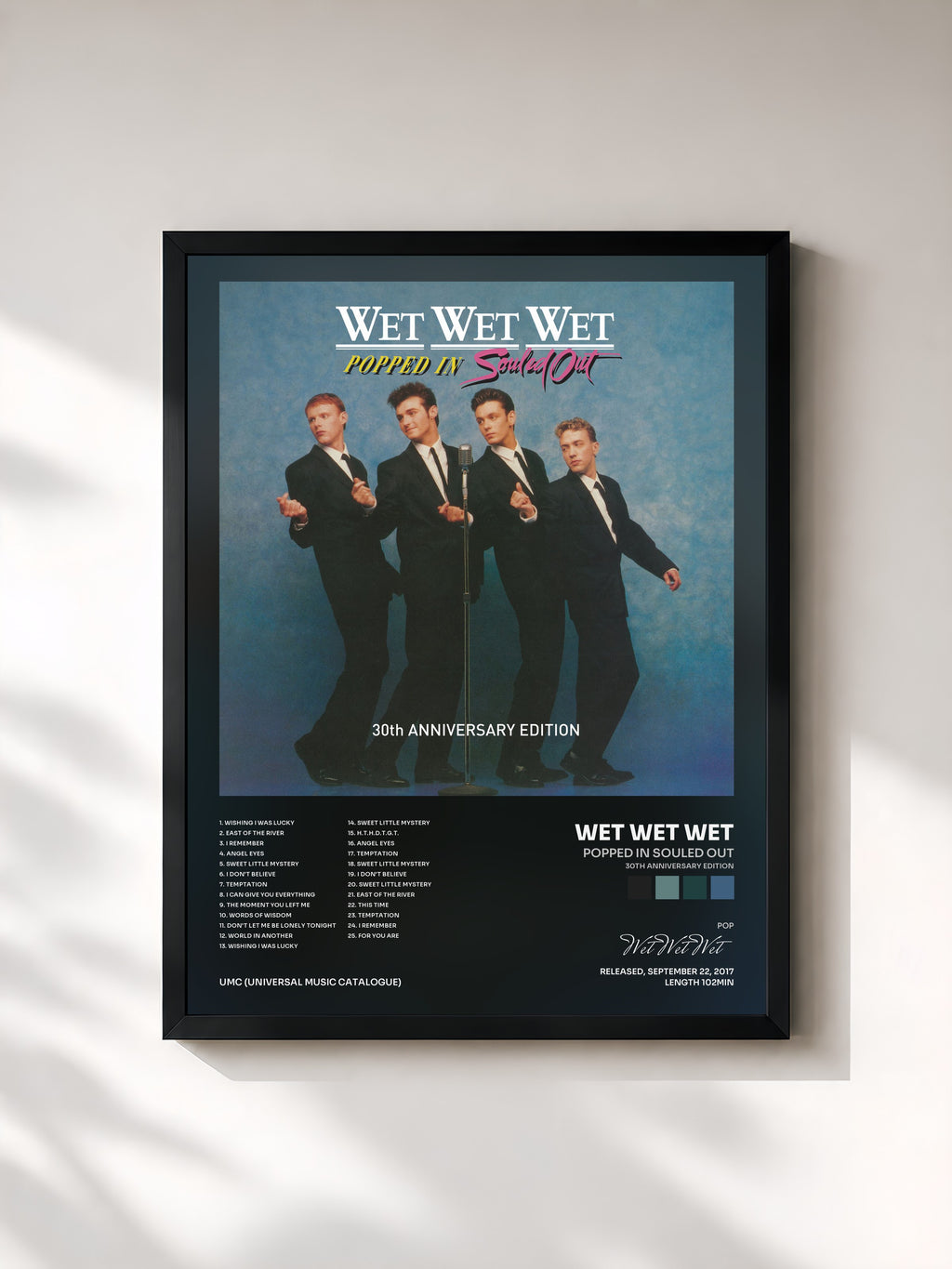 #noir Tableau de l'album Popped In Souled Out (30th Anniversary Edition) de Wet Wet Wet, cadre noir, imprimé et encadré en France