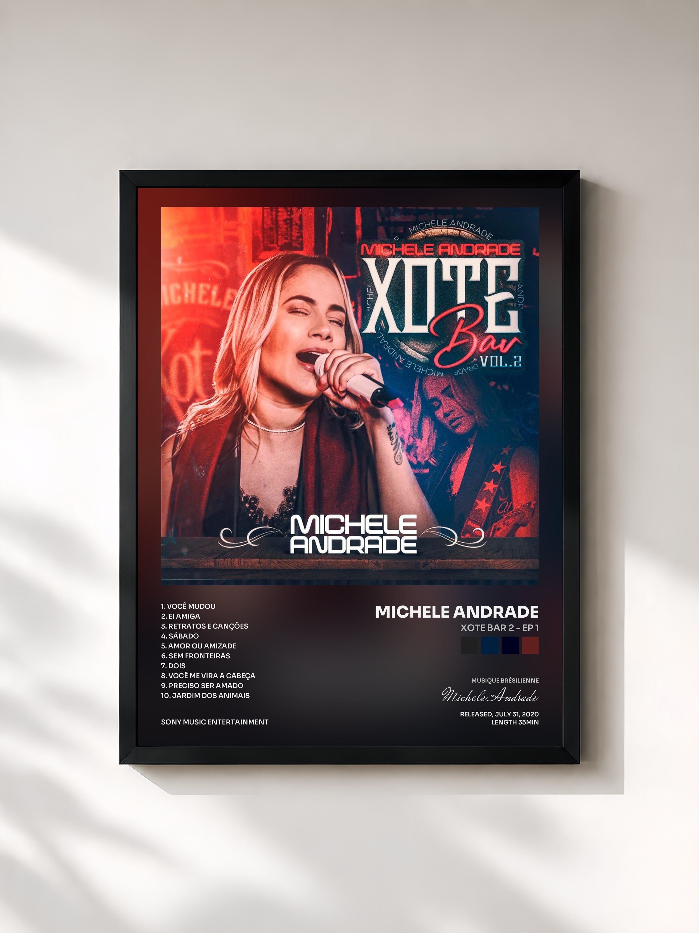 #noir Tableau de l'album Xote Bar 2 - EP 1 de Michele Andrade, cadre noir, imprimé et encadré en France