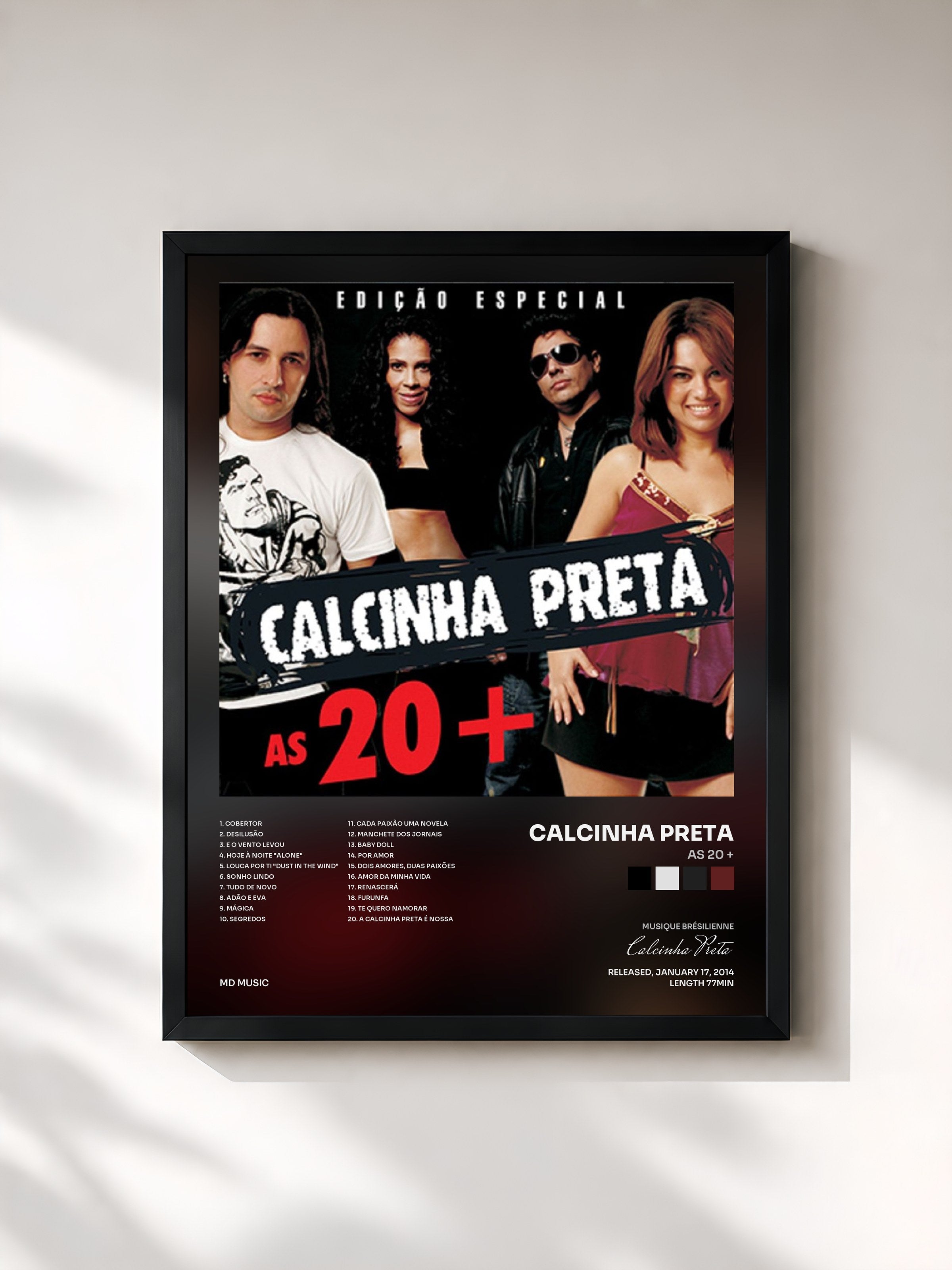 #noir Tableau de l'album As 20 + de Calcinha Preta, cadre noir, imprimé et encadré en France