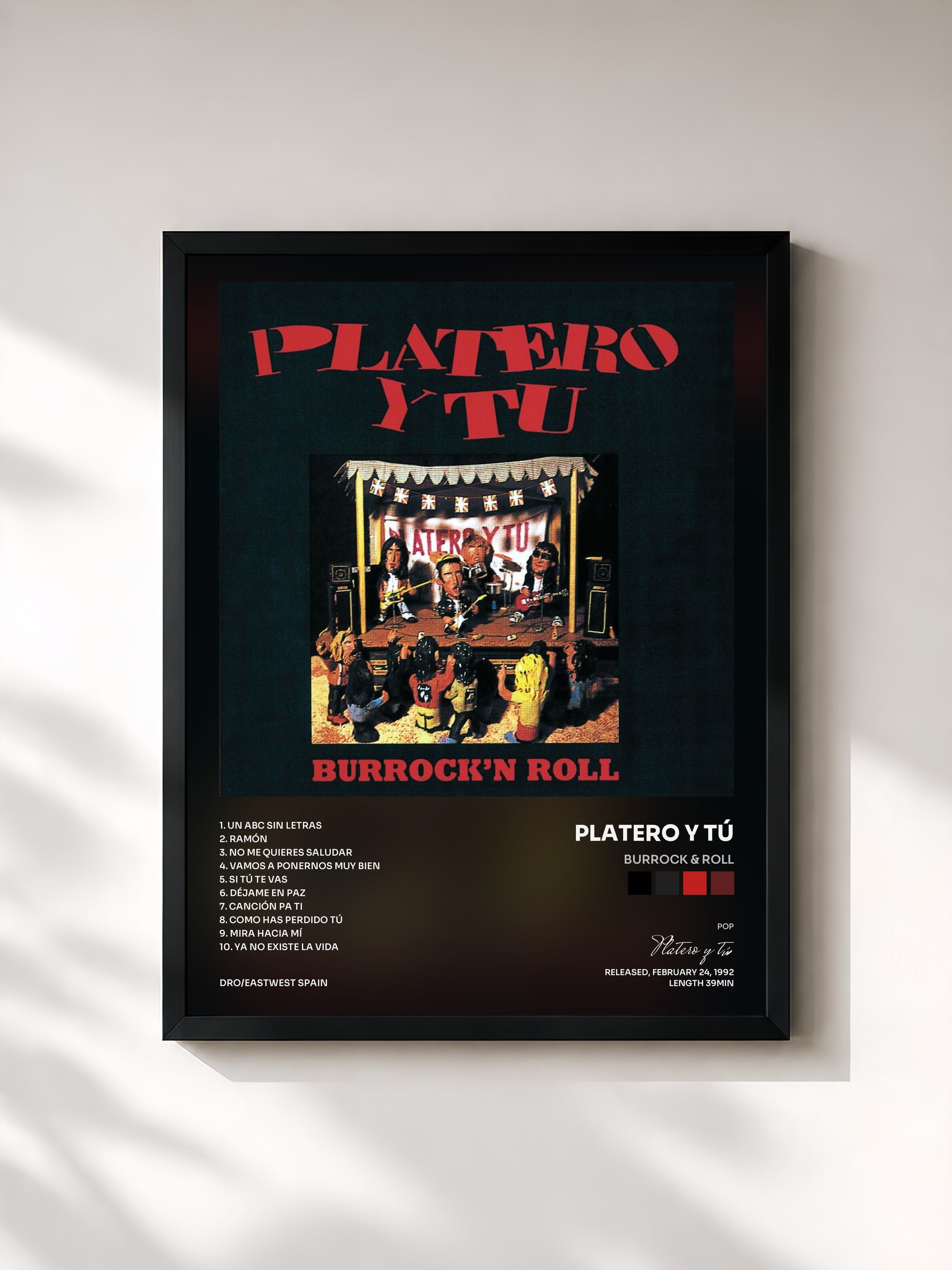 #noir Tableau de l'album Burrock & Roll de Platero y tú, cadre noir, imprimé et encadré en France