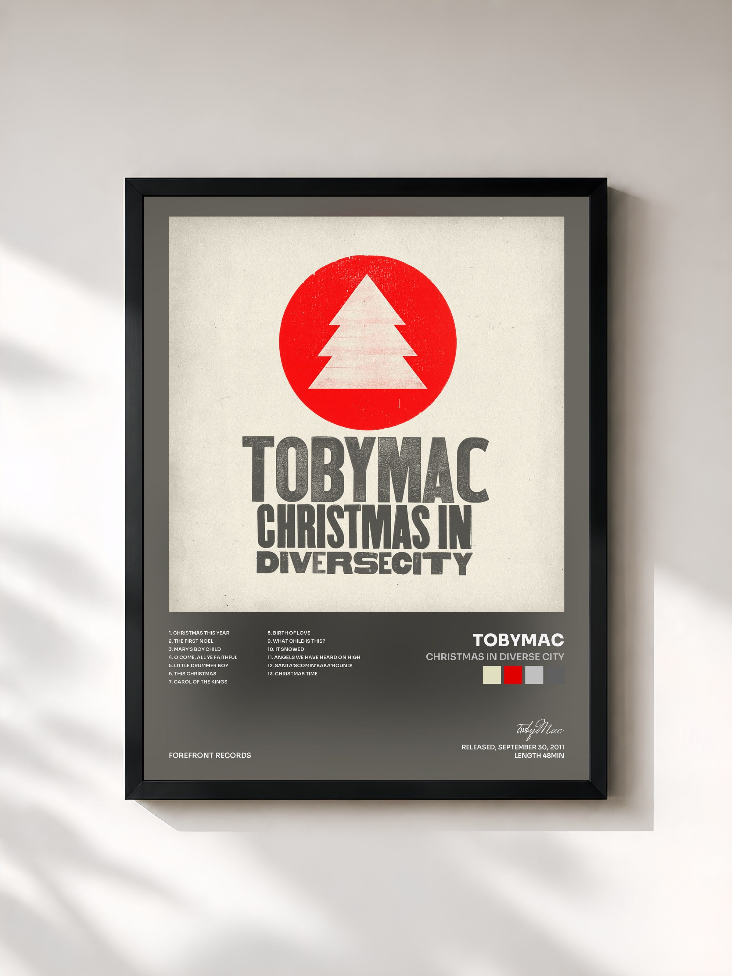 #noir Tableau de l'album Christmas in Diverse City de tobyMac, cadre noir, imprimé et encadré en France