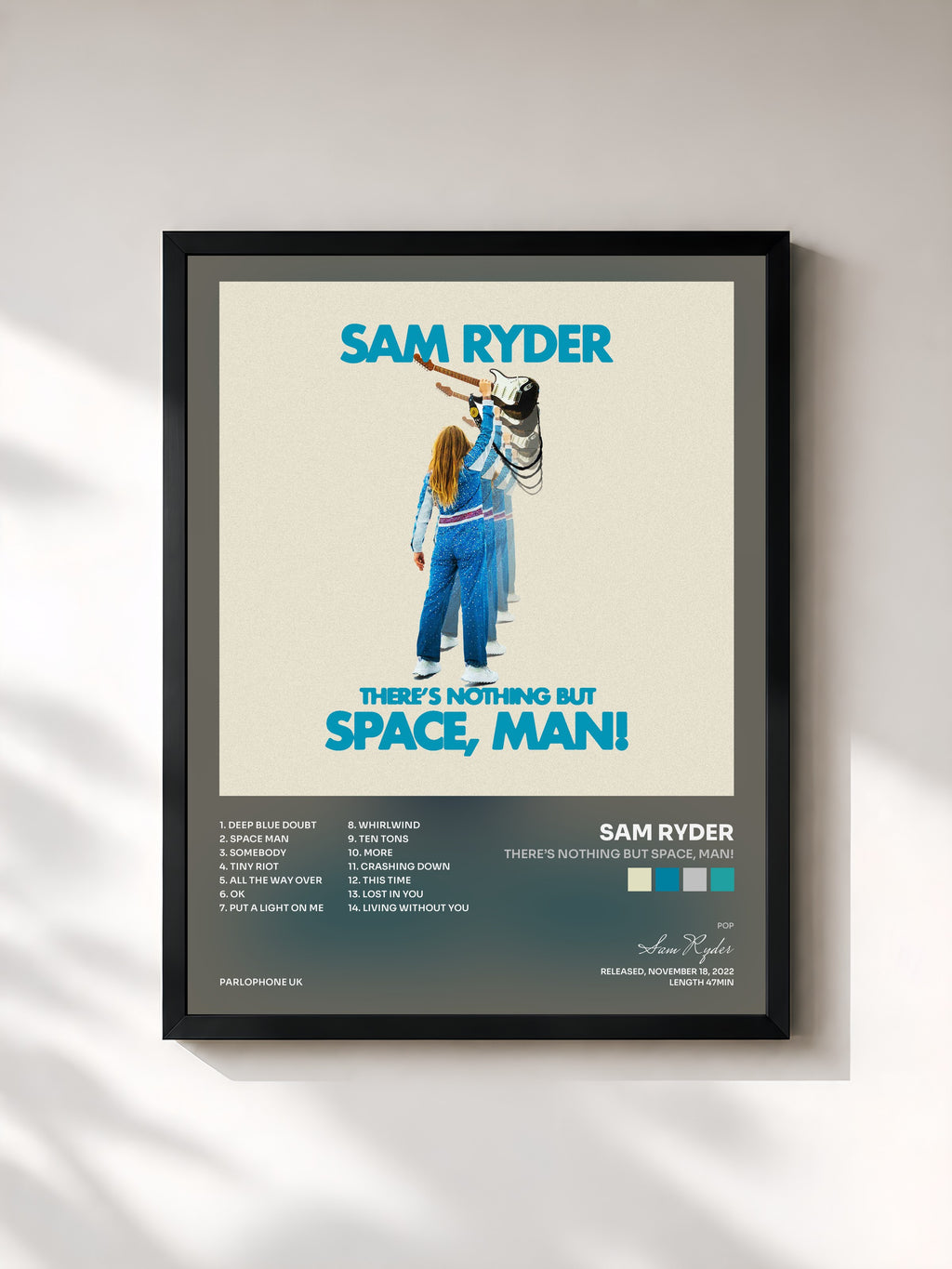 #noir Tableau de l'album There’s Nothing But Space, Man! de Sam Ryder, cadre noir, imprimé et encadré en France