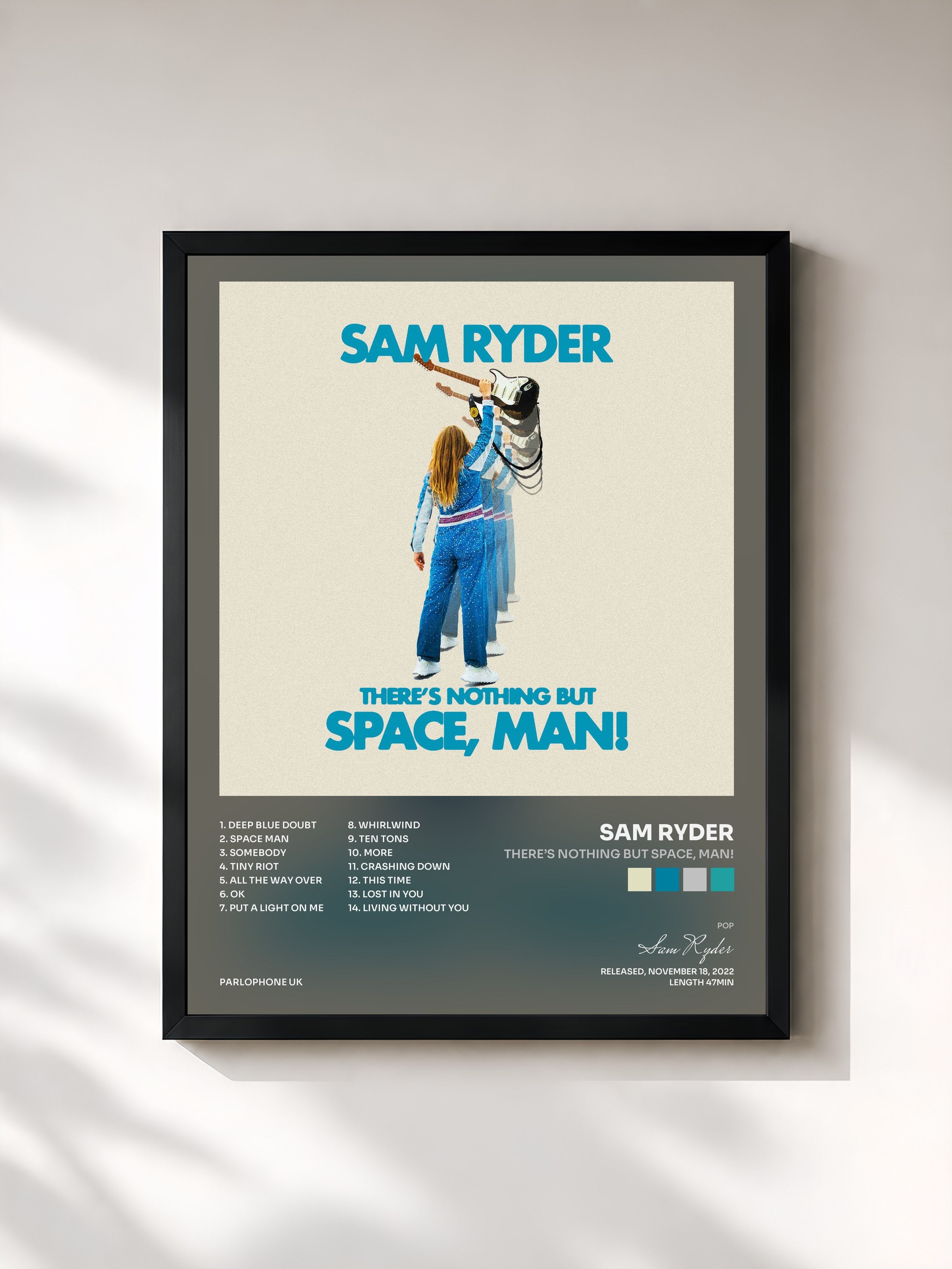 #noir Tableau de l'album There’s Nothing But Space, Man! de Sam Ryder, cadre noir, imprimé et encadré en France