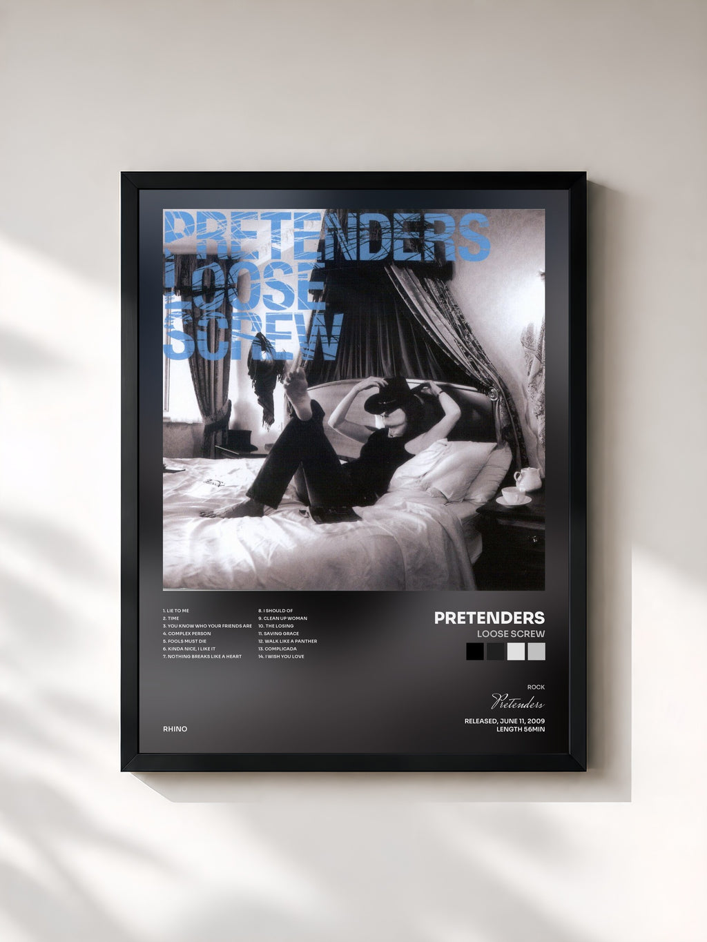 #noir Tableau de l'album Loose Screw de Pretenders, cadre noir, imprimé et encadré en France