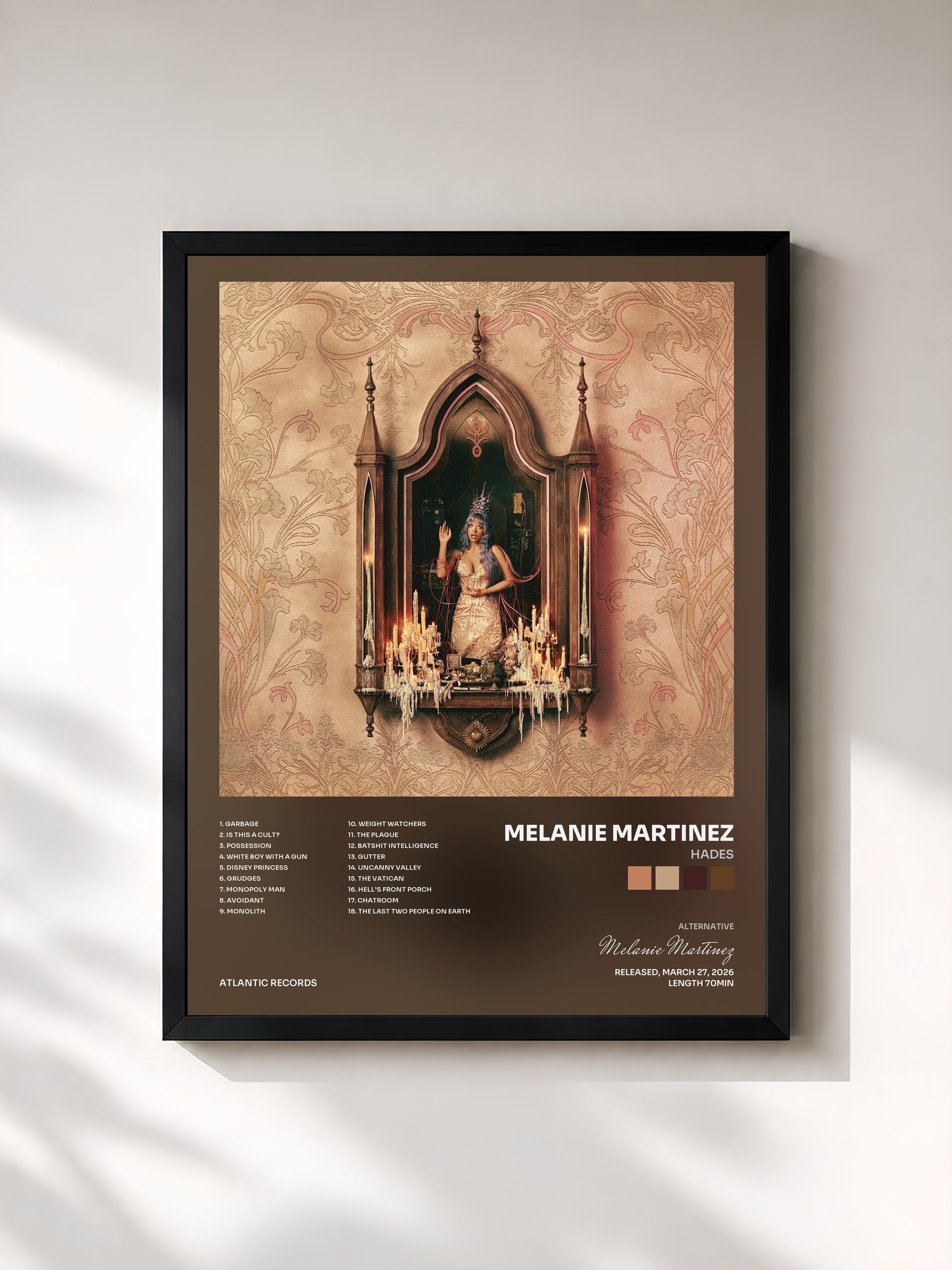 #noir Tableau de l'album HADES de Melanie Martinez, cadre noir, imprimé et encadré en France
