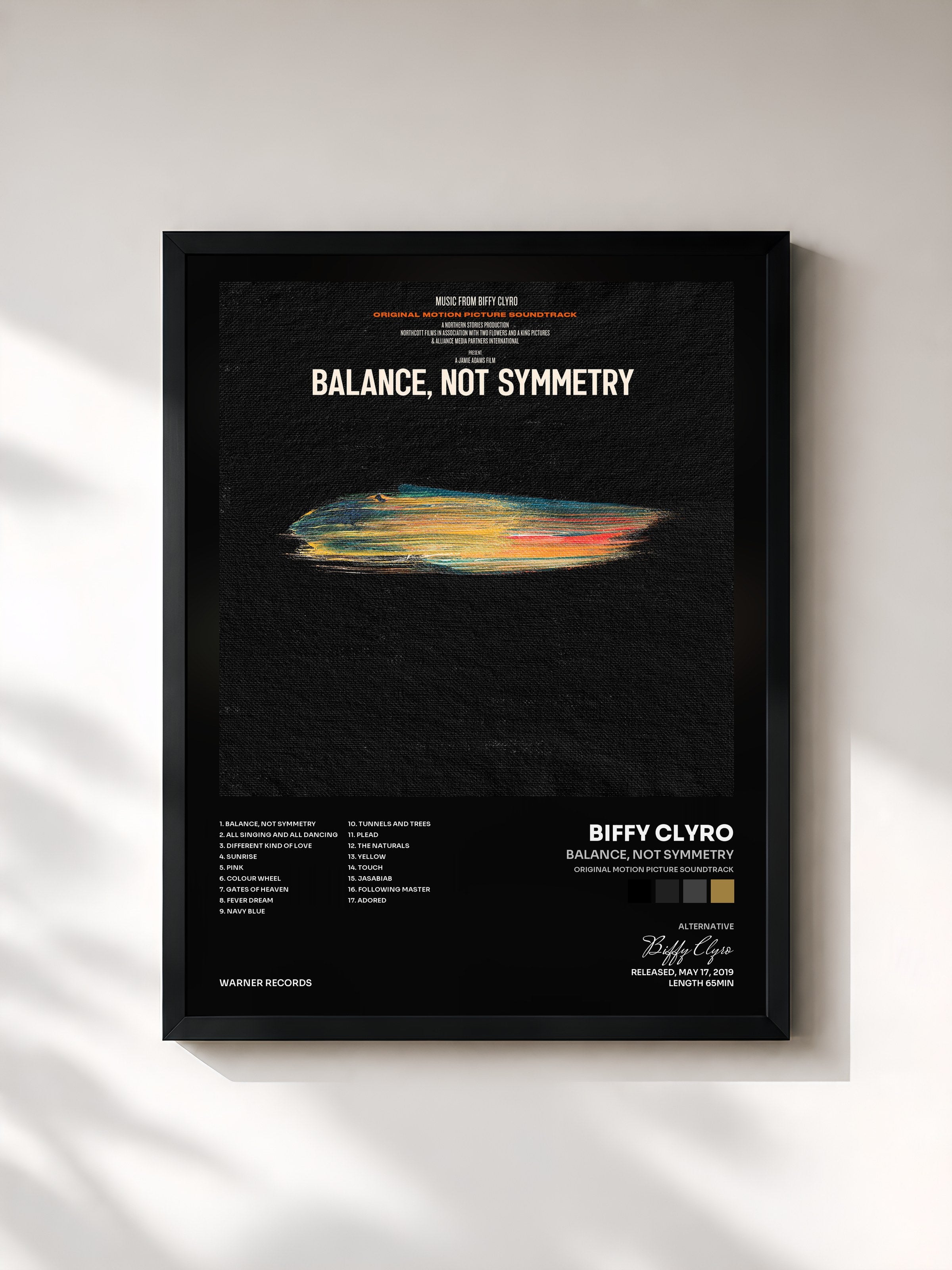 #noir Tableau de l'album Balance, Not Symmetry (Original Motion Picture Soundtrack) de Biffy Clyro, cadre noir, imprimé et encadré en France