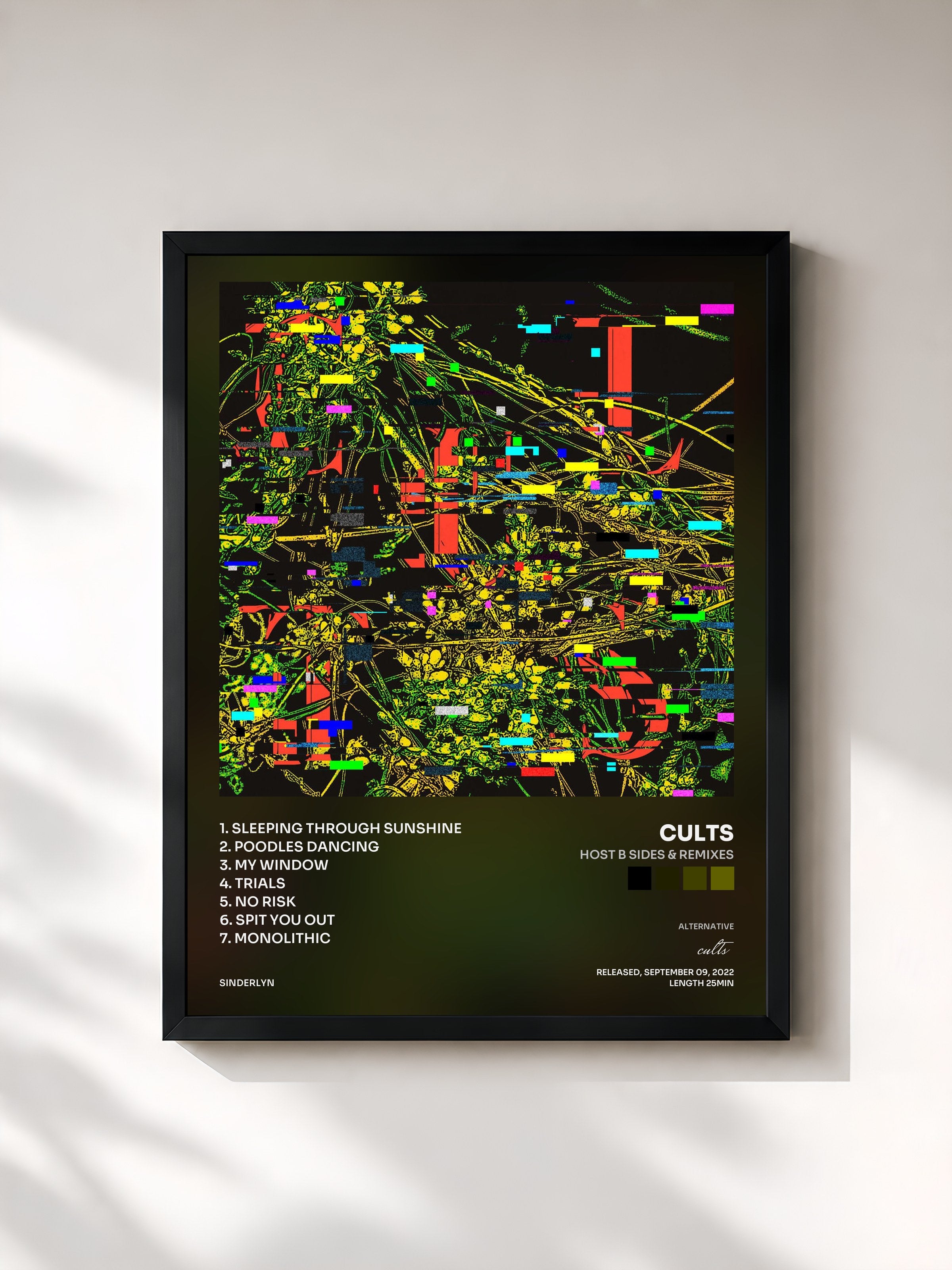 #noir Tableau de l'album Host B Sides & Remixes de cults, cadre noir, imprimé et encadré en France
