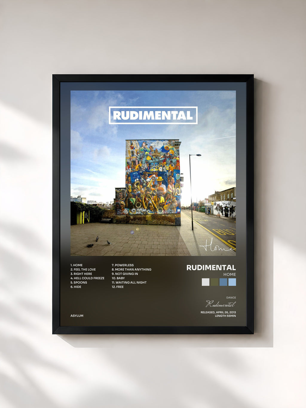#noir Tableau de l'album Home de Rudimental, cadre noir, imprimé et encadré en France