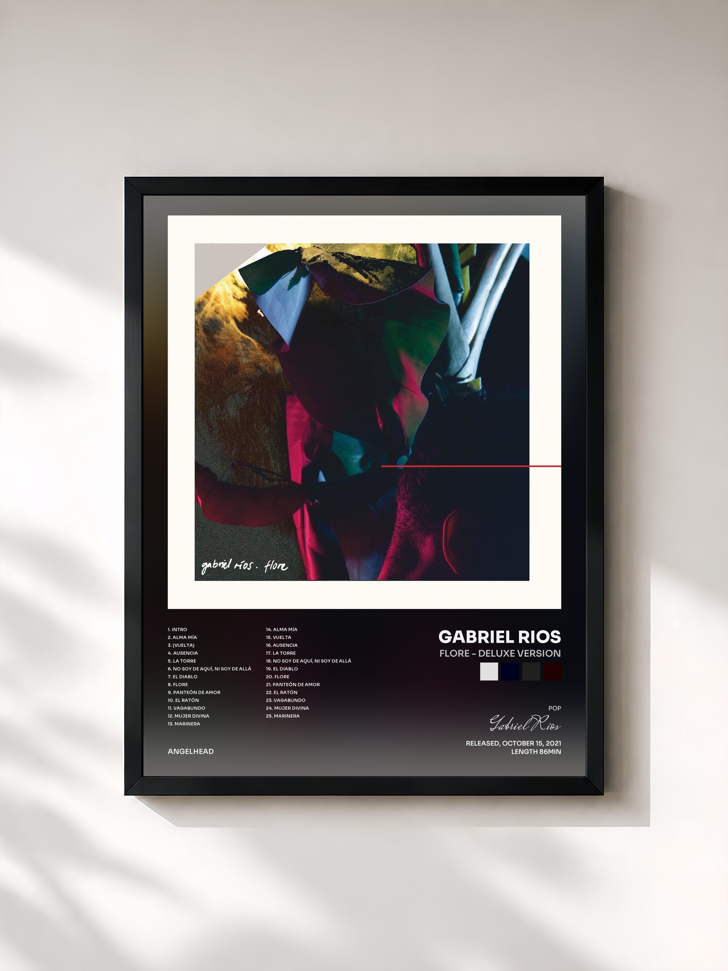 #noir Tableau de l'album Flore - Deluxe version de Gabriel Rios, cadre noir, imprimé et encadré en France
