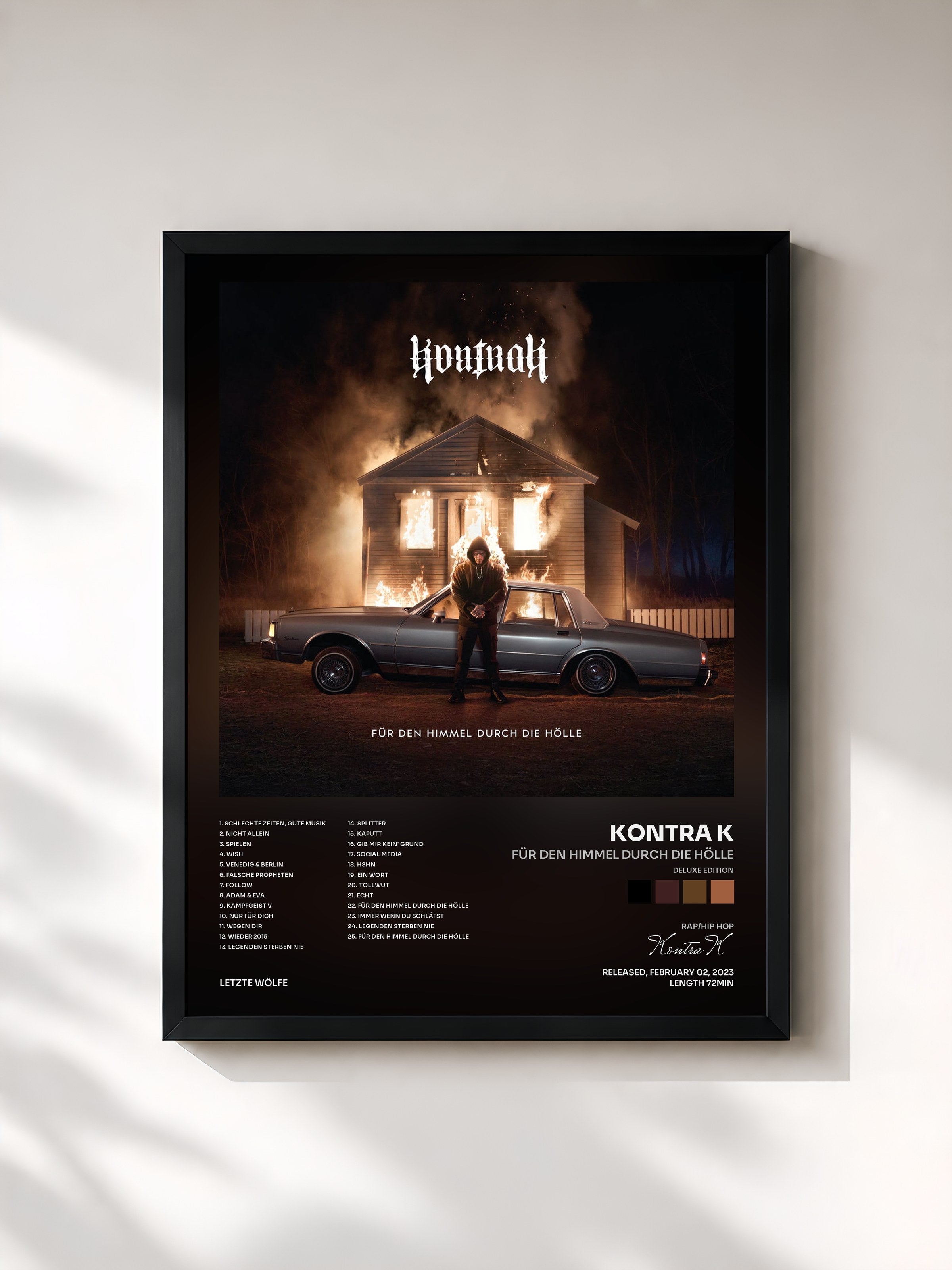 #noir Tableau de l'album Für den Himmel durch die Hölle (Deluxe Edition) de Kontra K, cadre noir, imprimé et encadré en France