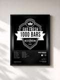 #noir Tableau de l'album 1000 Bars de Eko Fresh, cadre noir, imprimé et encadré en France