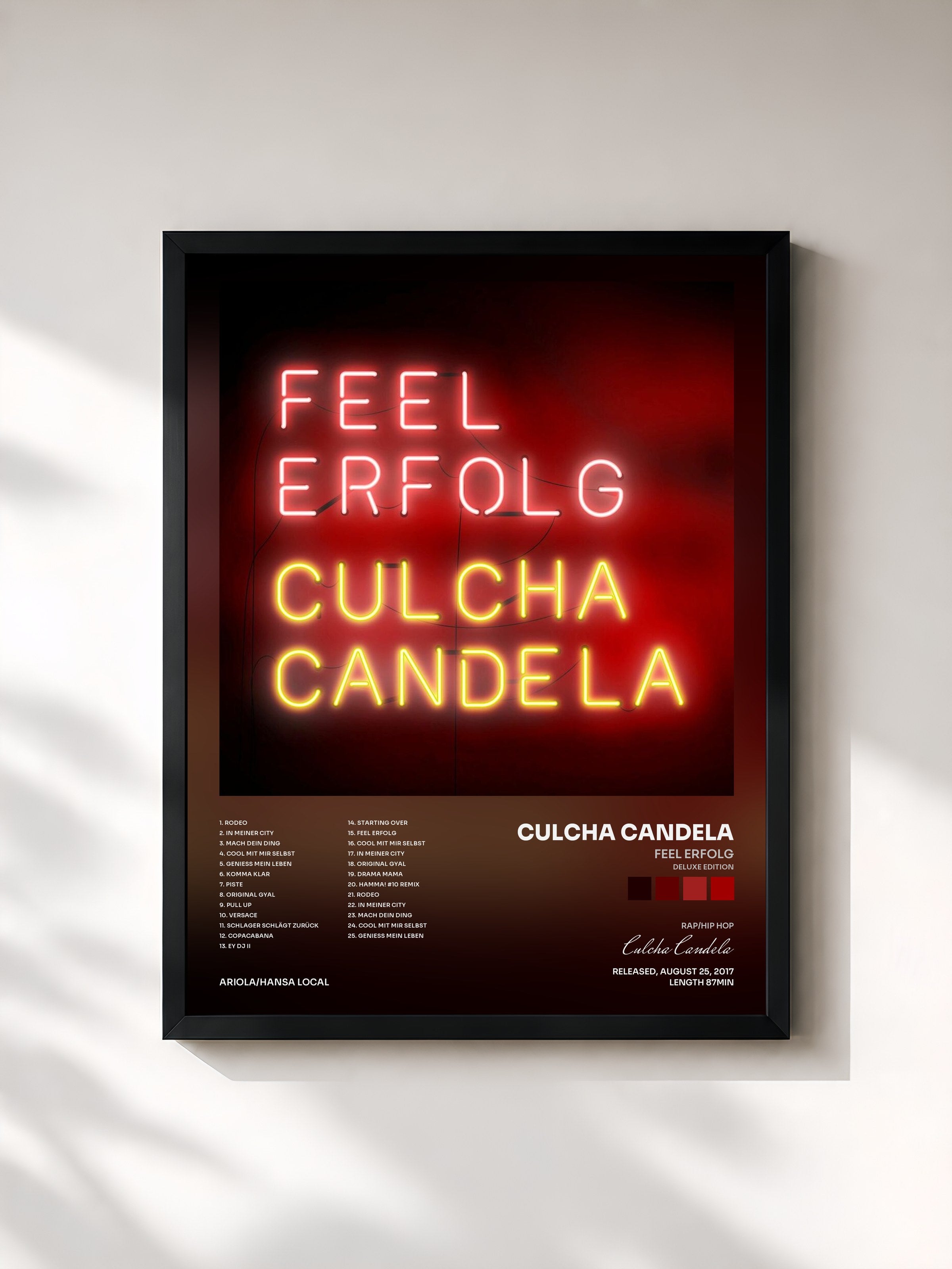#noir Tableau de l'album Feel Erfolg (Deluxe Edition) de Culcha Candela, cadre noir, imprimé et encadré en France