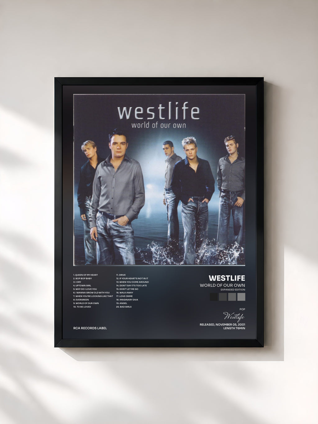 #noir Tableau de l'album World of Our Own (Expanded Edition) de Westlife, cadre noir, imprimé et encadré en France