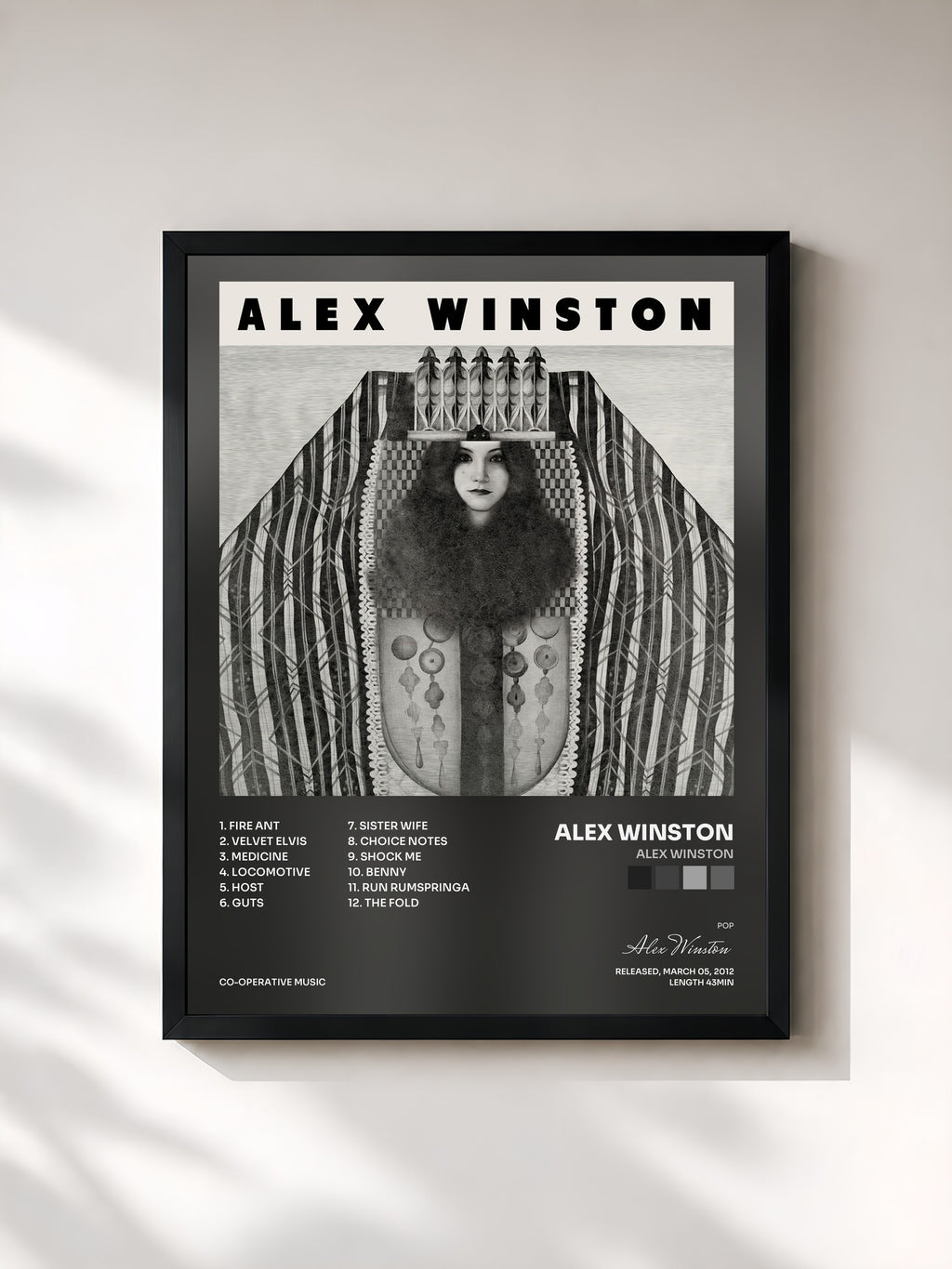 #noir Tableau de l'album Alex Winston de Alex Winston, cadre noir, imprimé et encadré en France