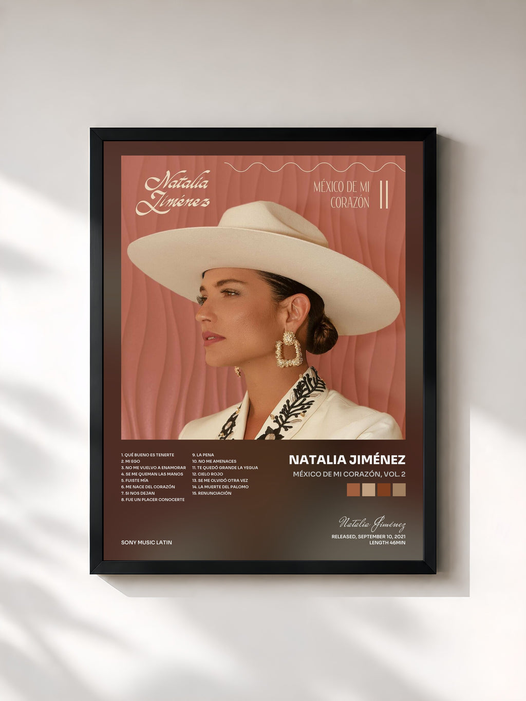 #noir Tableau de l'album México de Mi Corazón, Vol. 2 de Natalia Jiménez, cadre noir, imprimé et encadré en France