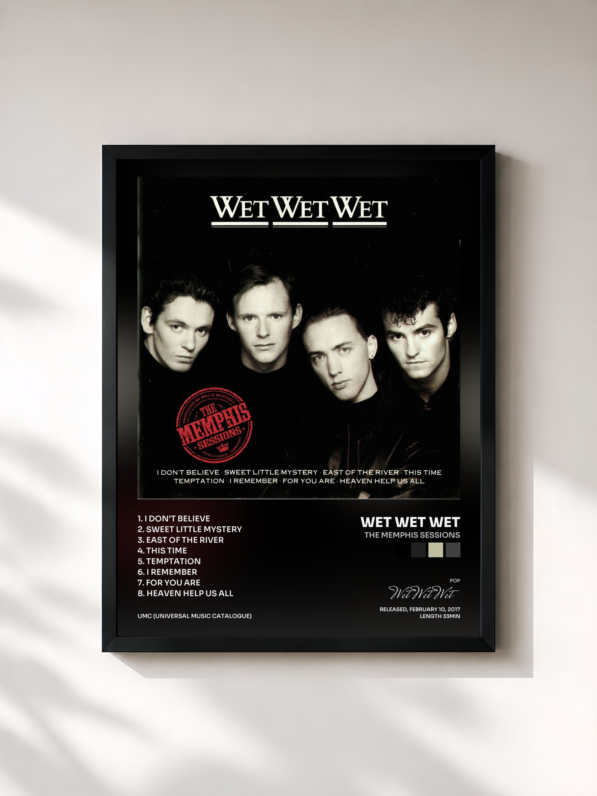 #noir Tableau de l'album The Memphis Sessions de Wet Wet Wet, cadre noir, imprimé et encadré en France