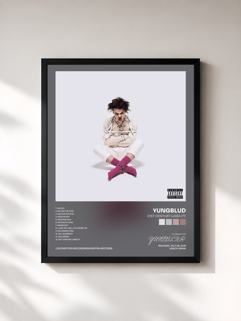 #noir Tableau de l'album 21st Century Liability de YUNGBLUD, cadre noir, imprimé et encadré en France