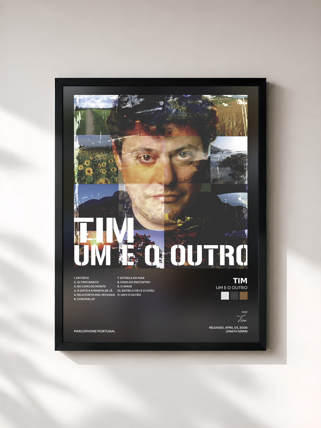 #noir Tableau de l'album Um E O Outro de Tim, cadre noir, imprimé et encadré en France