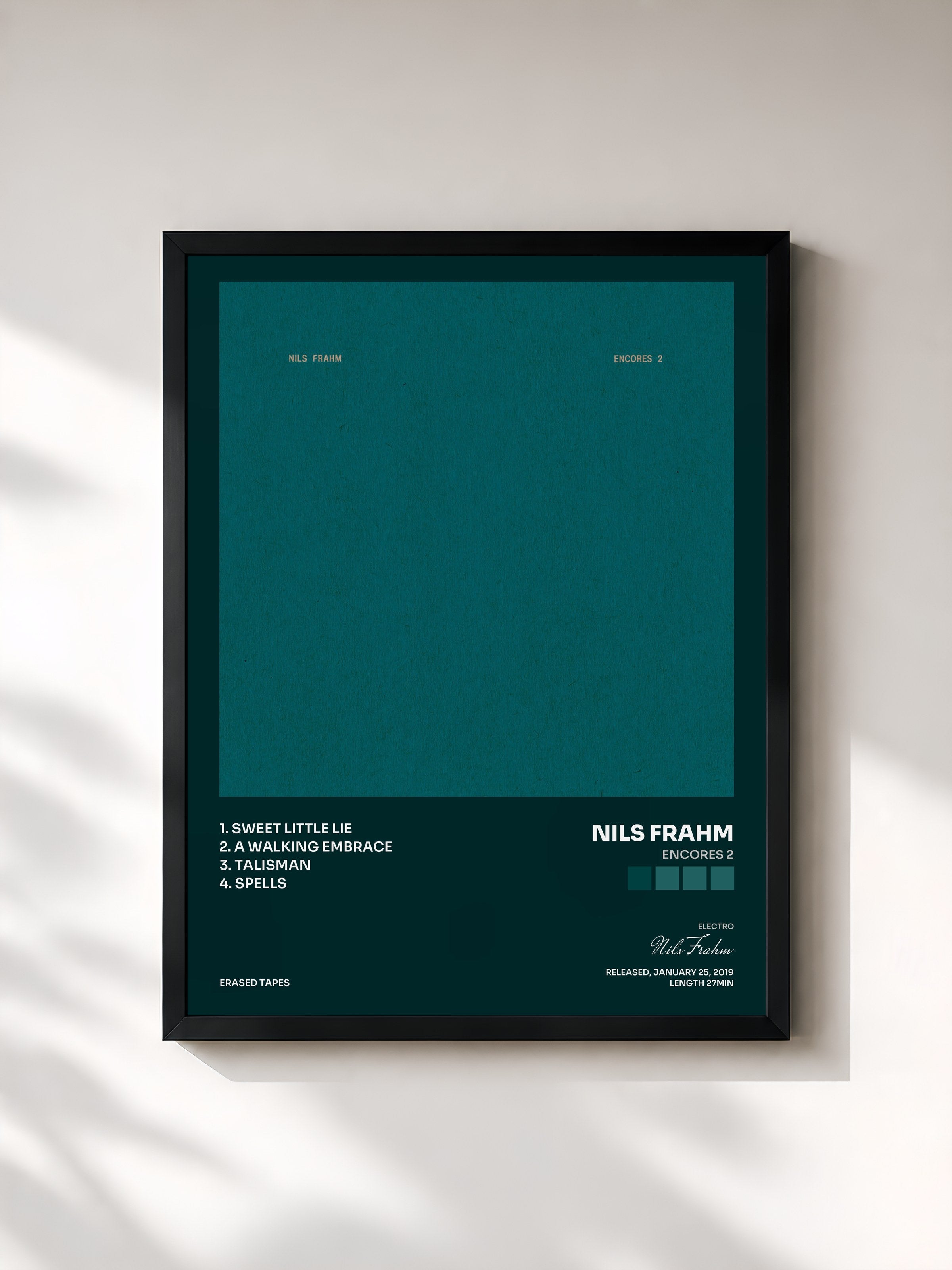 #noir Tableau de l'album Encores 2 de Nils Frahm, cadre noir, imprimé et encadré en France