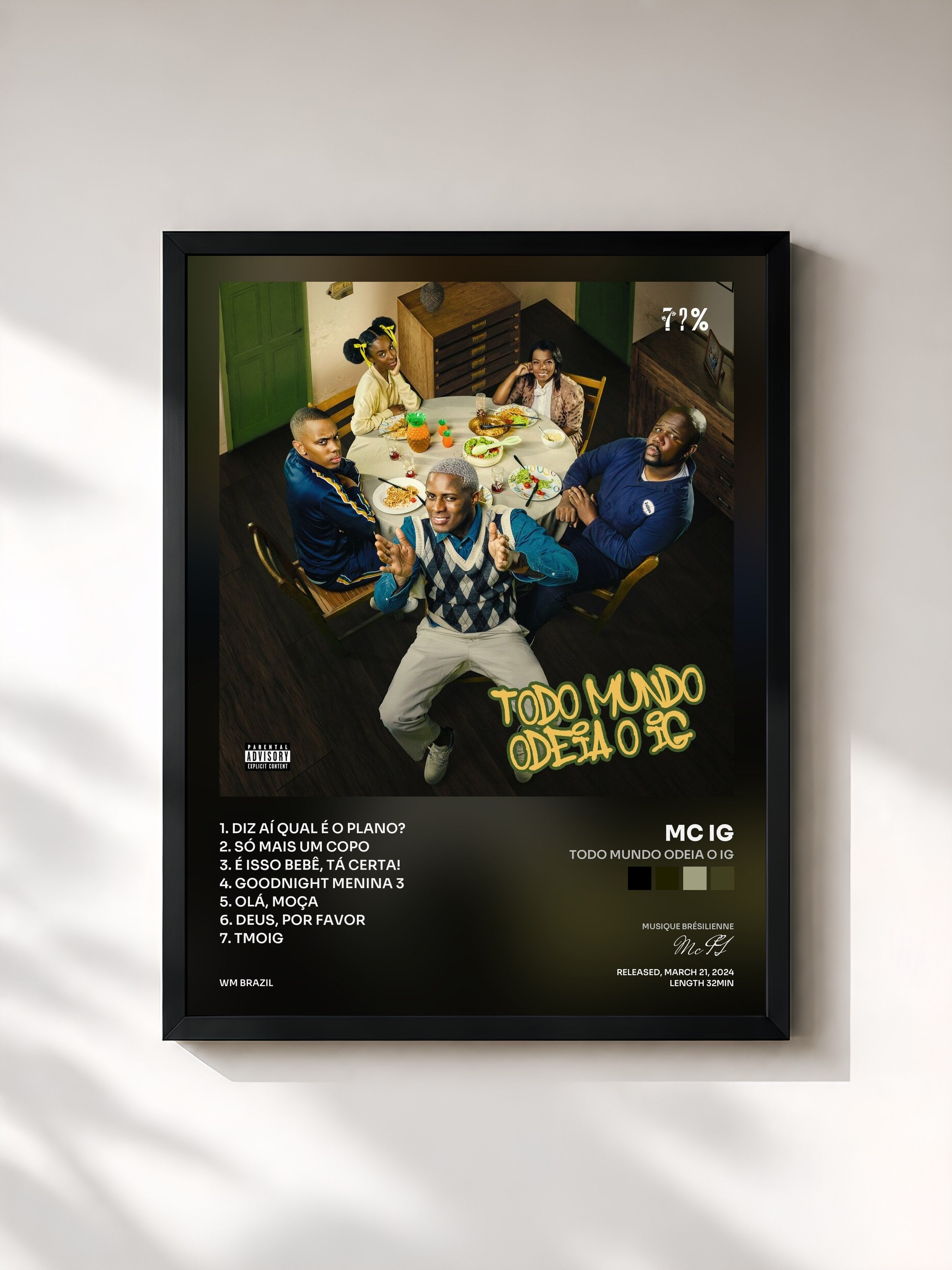 #noir Tableau de l'album Todo Mundo Odeia o IG de Mc IG, cadre noir, imprimé et encadré en France