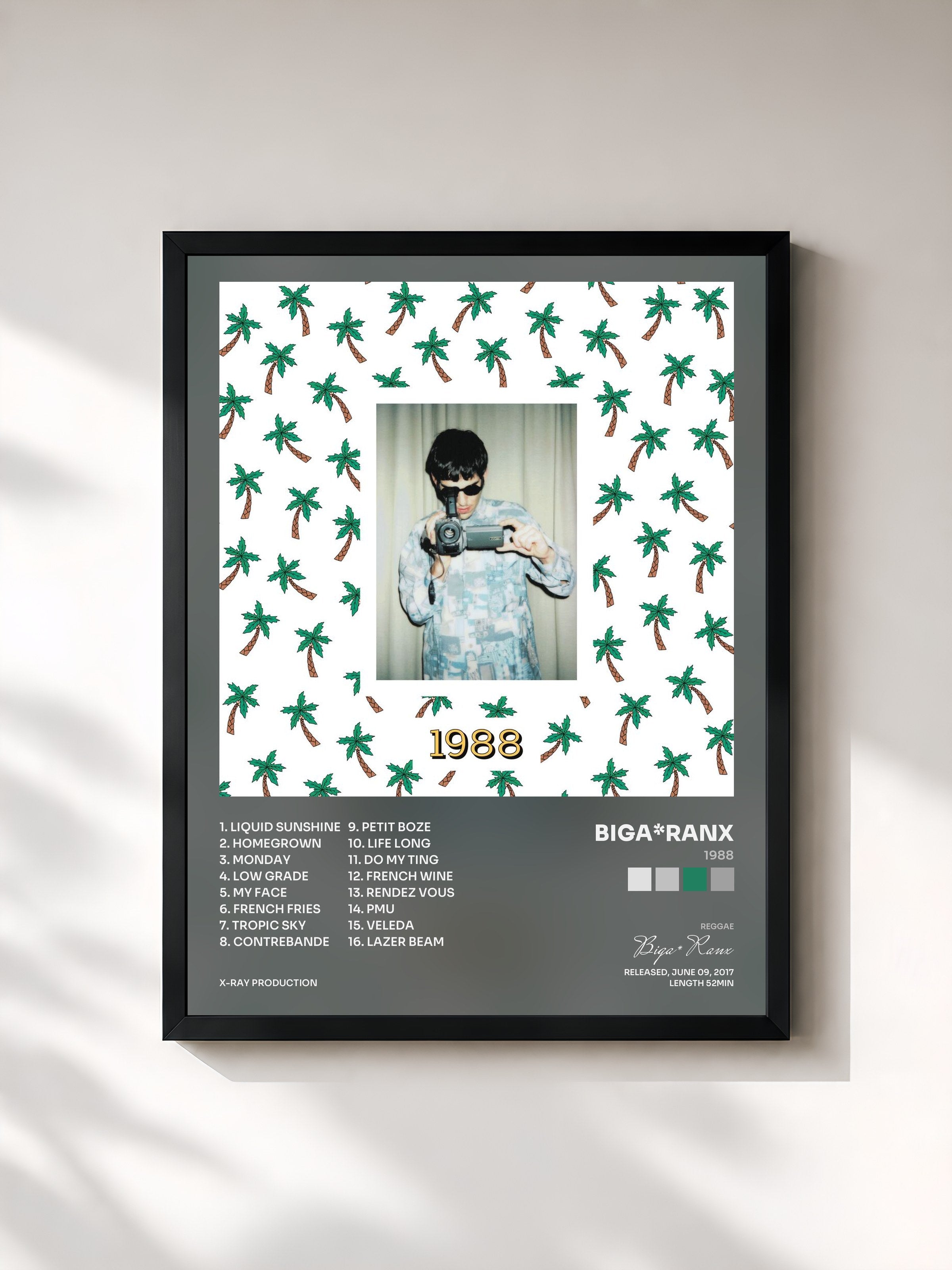 #noir Tableau de l'album 1988 de Biga*Ranx, cadre noir, imprimé et encadré en France