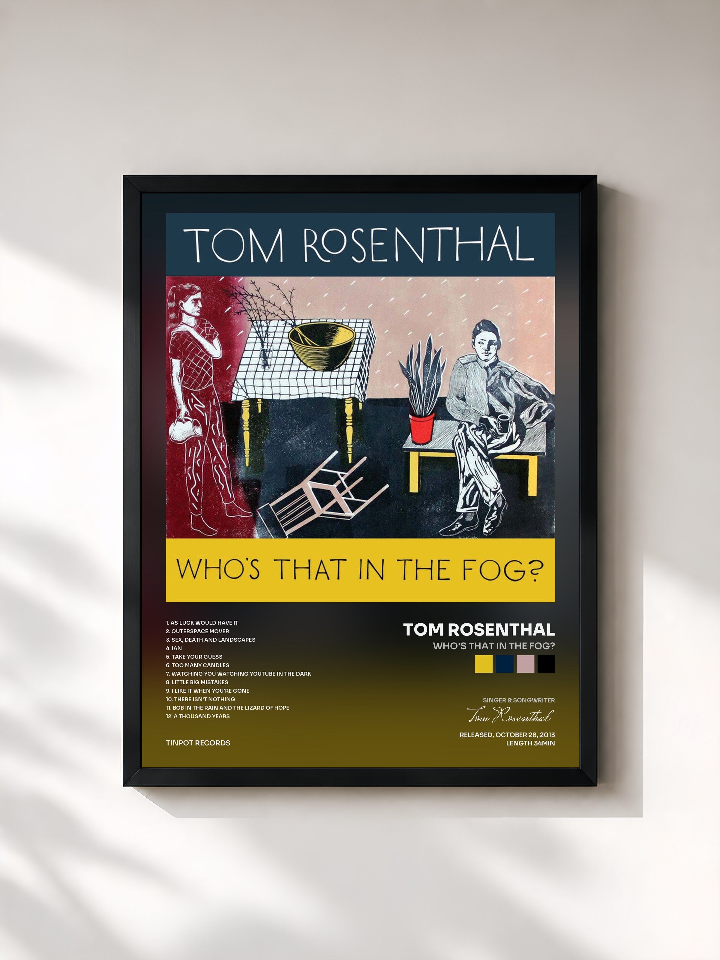 #noir Tableau de l'album Who's That in the Fog? de Tom Rosenthal, cadre noir, imprimé et encadré en France