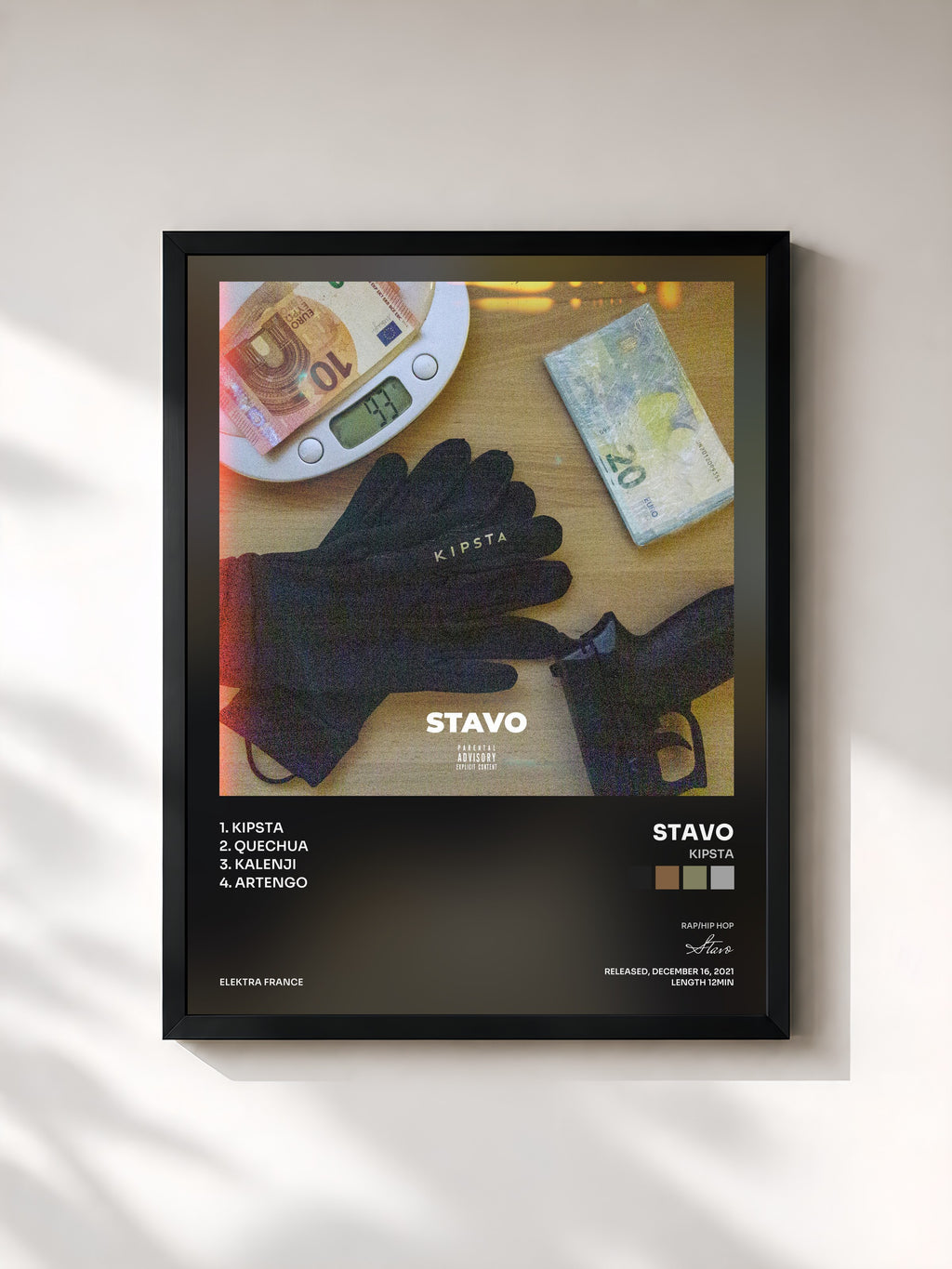 #noir Tableau de l'album Kipsta de Stavo, cadre noir, imprimé et encadré en France