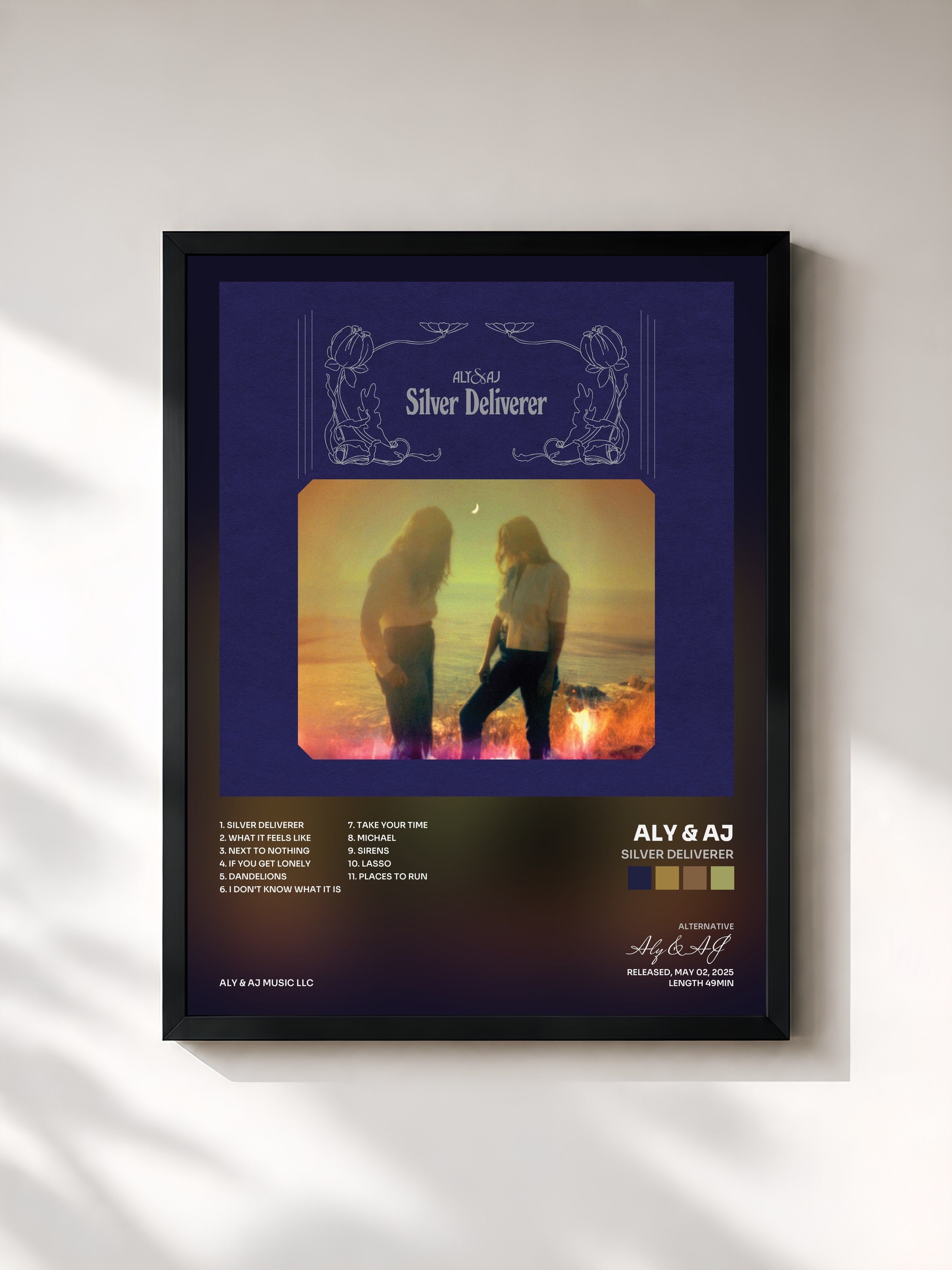 #noir Tableau de l'album Silver Deliverer de Aly & AJ, cadre noir, imprimé et encadré en France