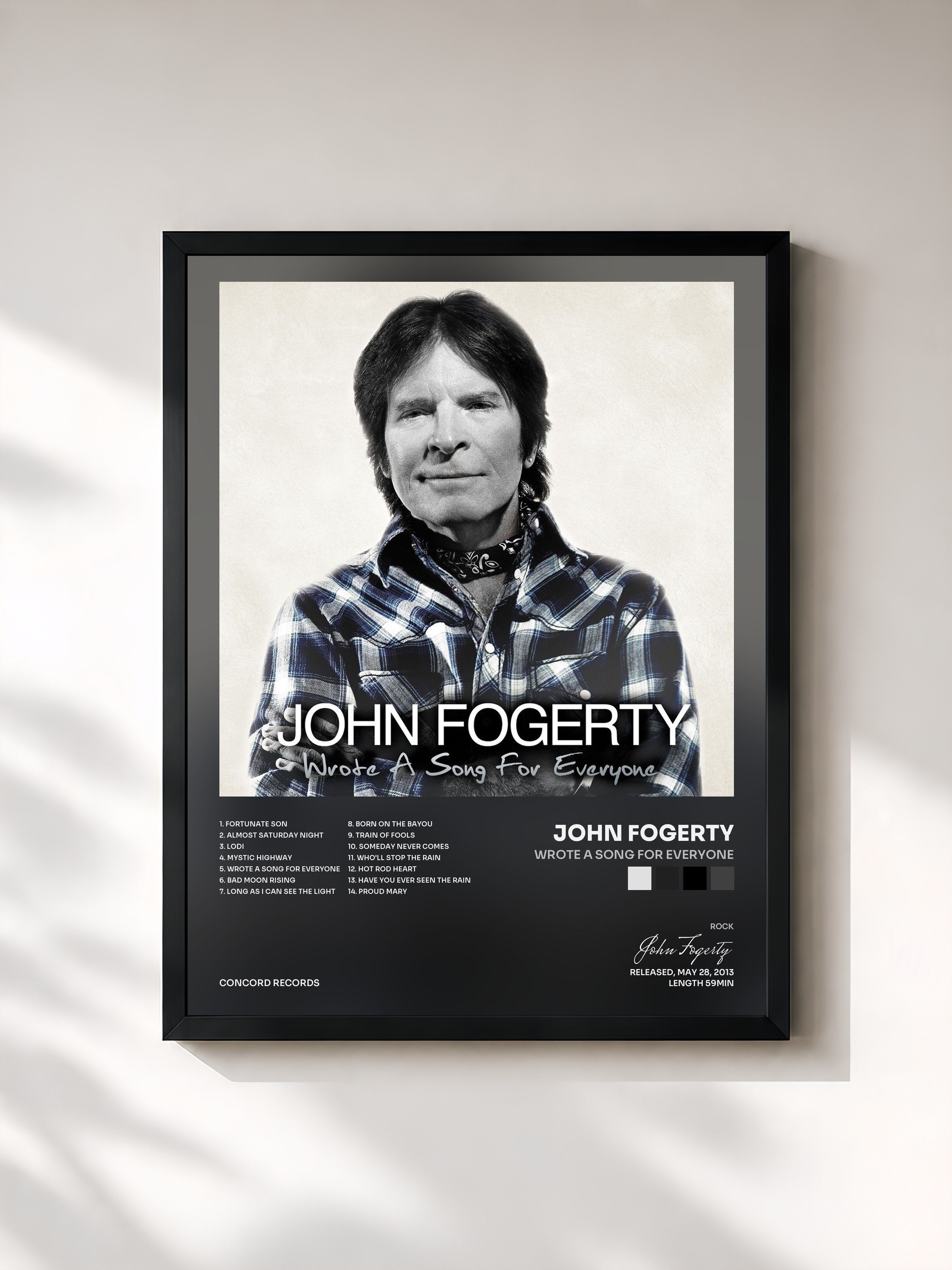 #noir Tableau de l'album Wrote A Song For Everyone de John Fogerty, cadre noir, imprimé et encadré en France
