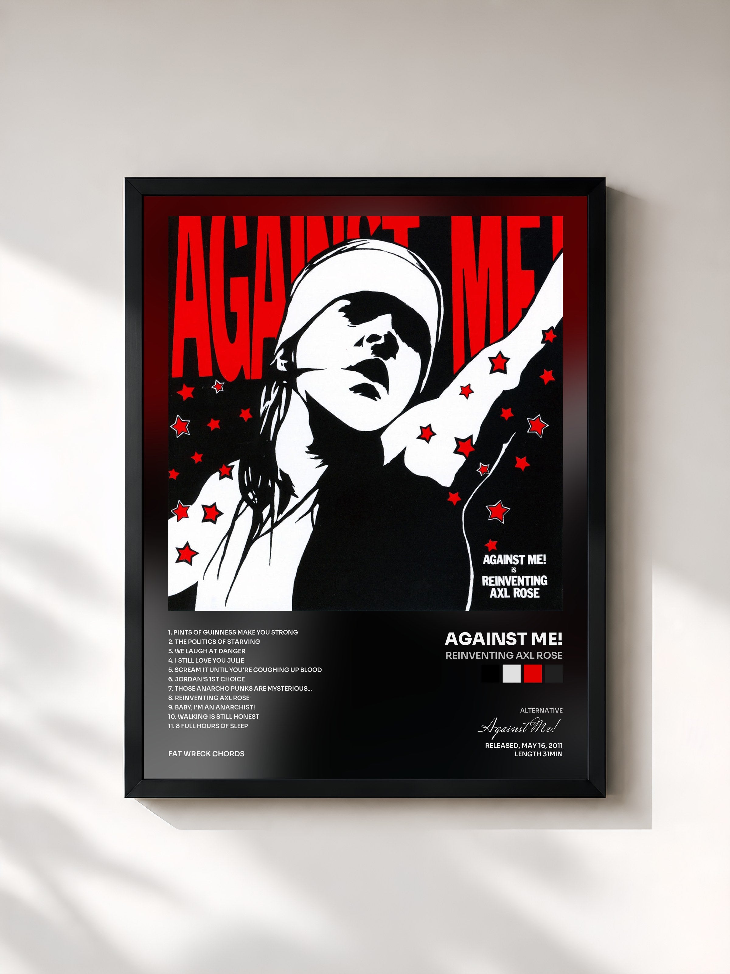 #noir Tableau de l'album Reinventing Axl Rose de Against Me!, cadre noir, imprimé et encadré en France