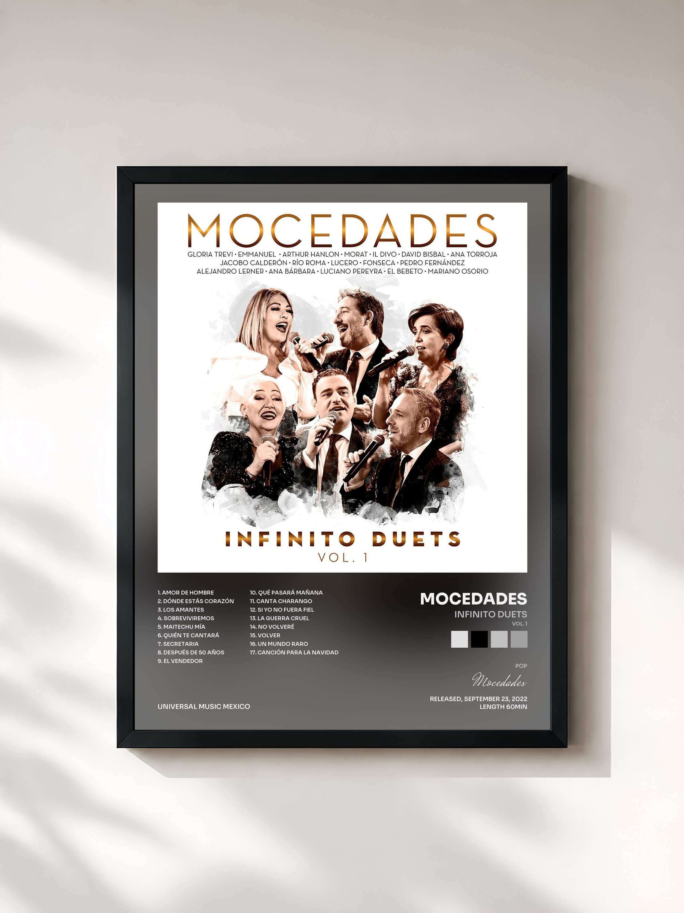 #noir Tableau de l'album Infinito Duets (Vol. 1) de Mocedades, cadre noir, imprimé et encadré en France
