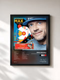 #noir Tableau de l'album Astronave Max New Mission 2016 de Max Pezzali, cadre noir, imprimé et encadré en France