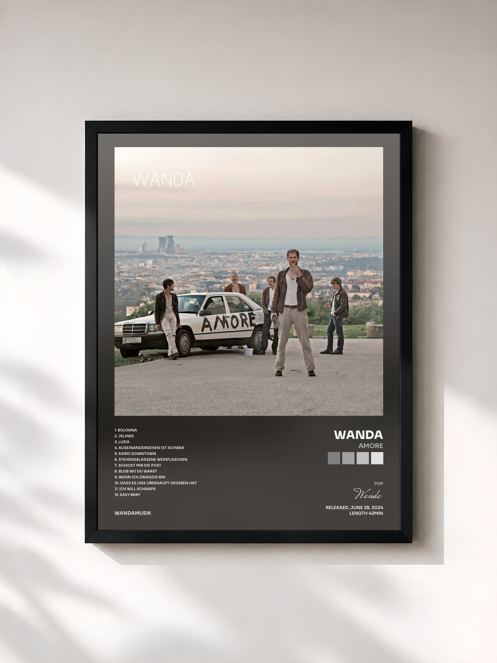 #noir Tableau de l'album Amore de Wanda, cadre noir, imprimé et encadré en France