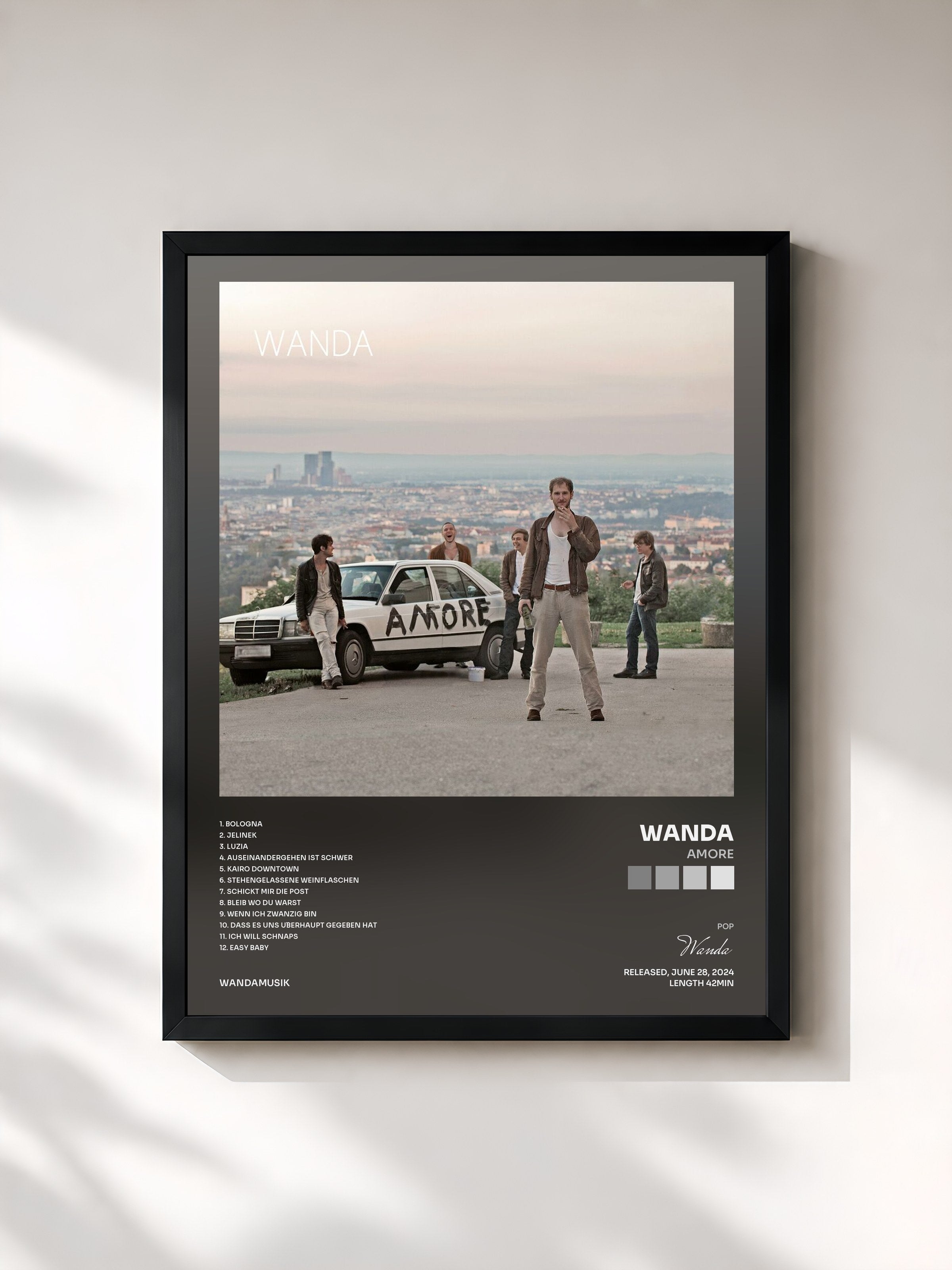 #noir Tableau de l'album Amore de Wanda, cadre noir, imprimé et encadré en France