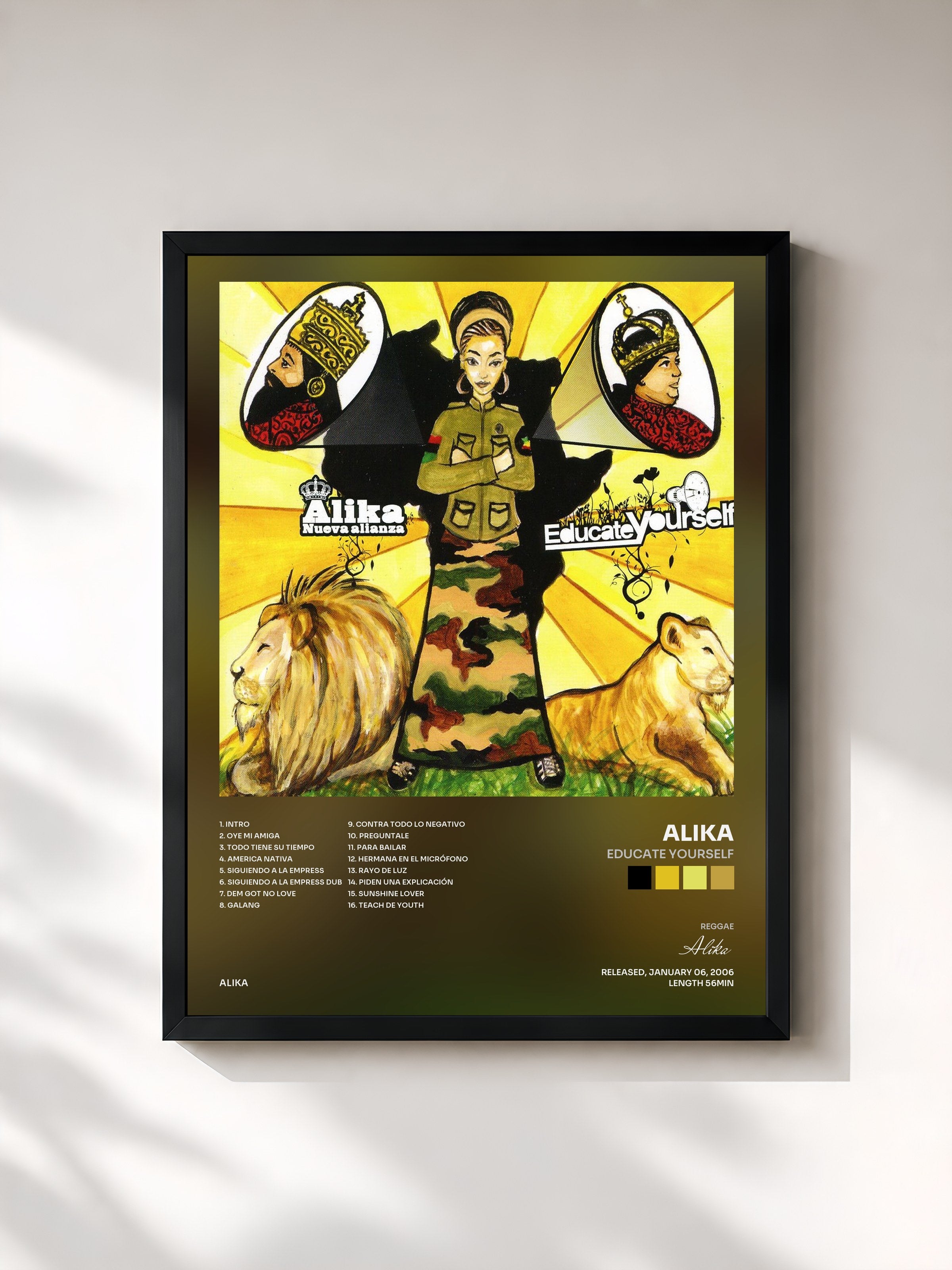 #noir Tableau de l'album Educate Yourself de Alika, cadre noir, imprimé et encadré en France