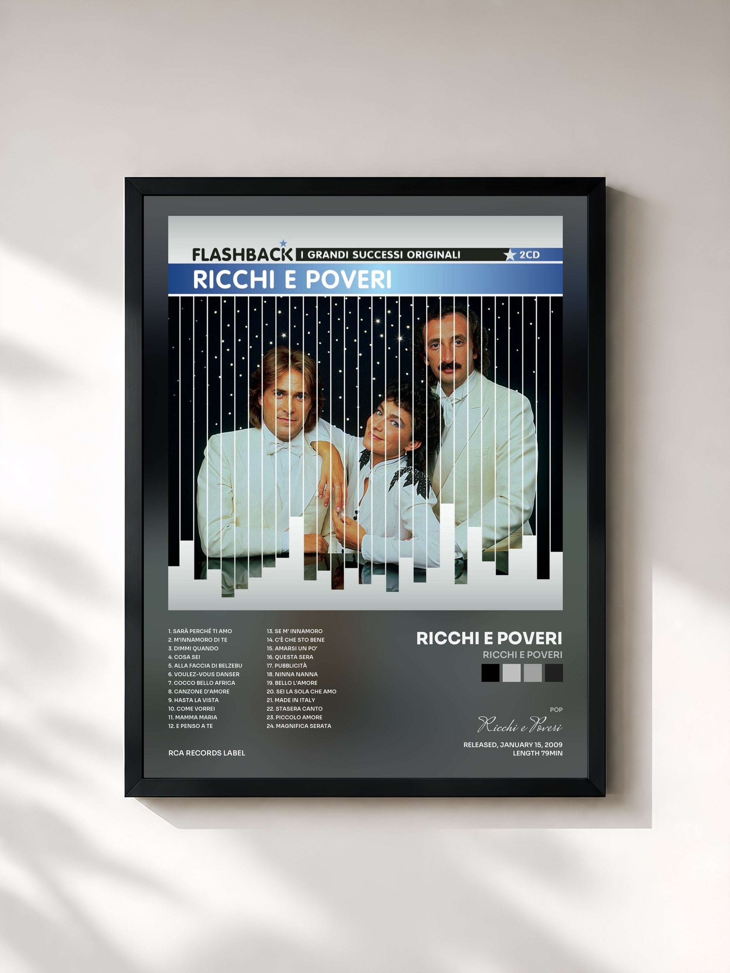 #noir Tableau de l'album Ricchi e Poveri de Ricchi e Poveri, cadre noir, imprimé et encadré en France