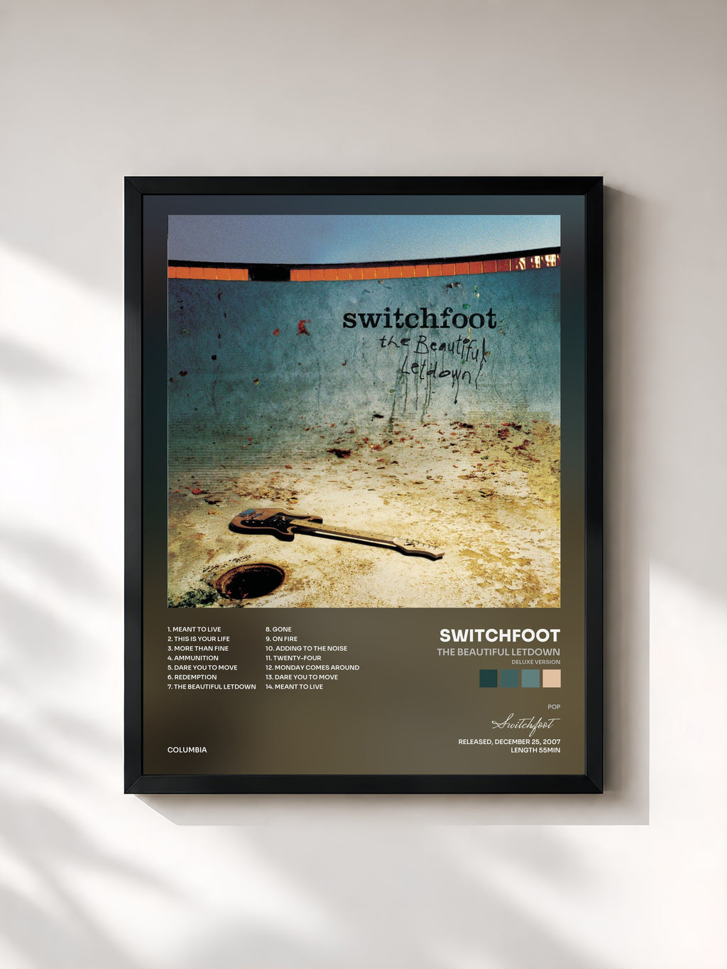 #noir Tableau de l'album The Beautiful Letdown (Deluxe Version) de Switchfoot, cadre noir, imprimé et encadré en France