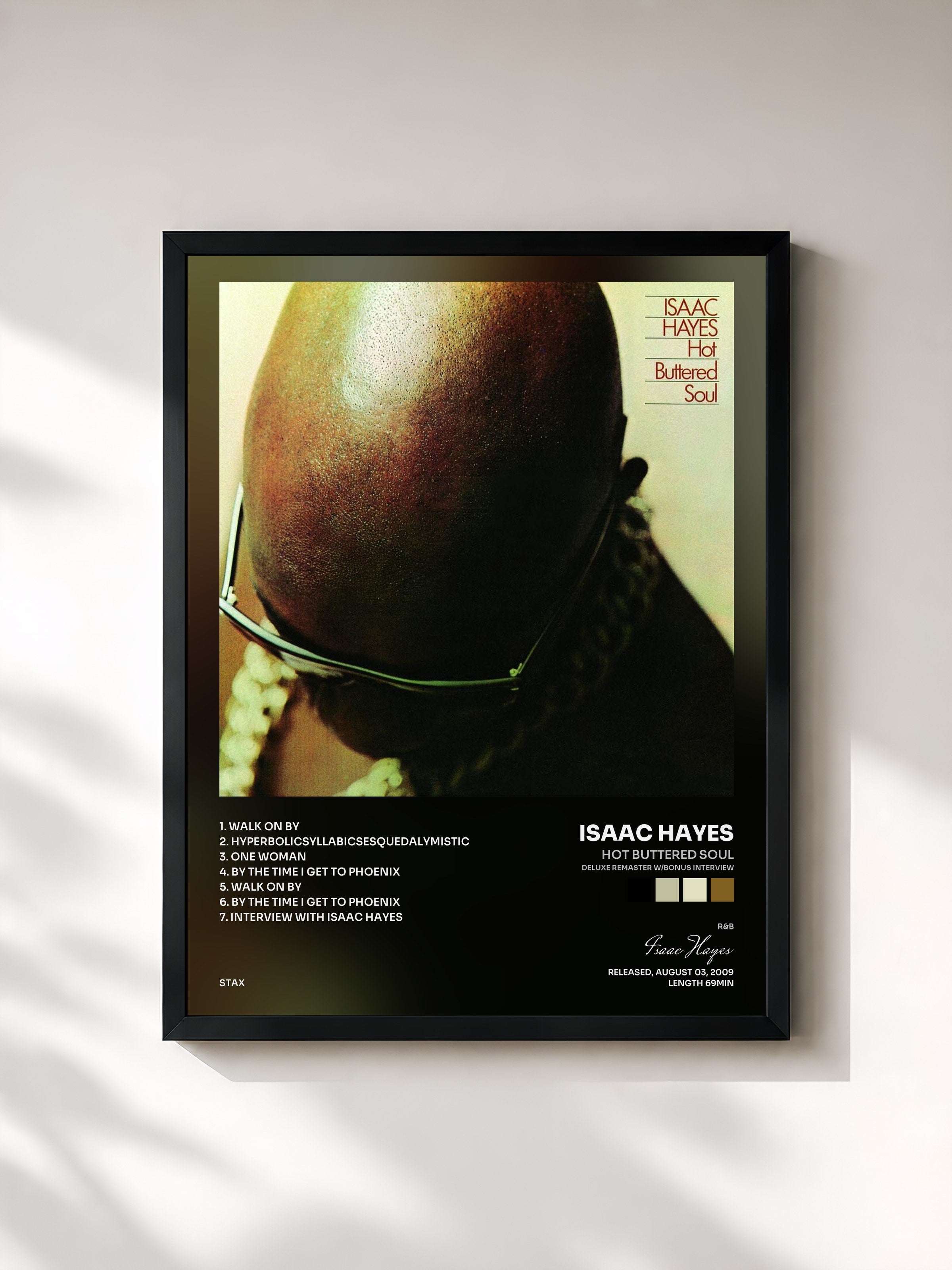 #noir Tableau de l'album Hot Buttered Soul (Deluxe Remaster w/bonus Interview) de Isaac Hayes, cadre noir, imprimé et encadré en France