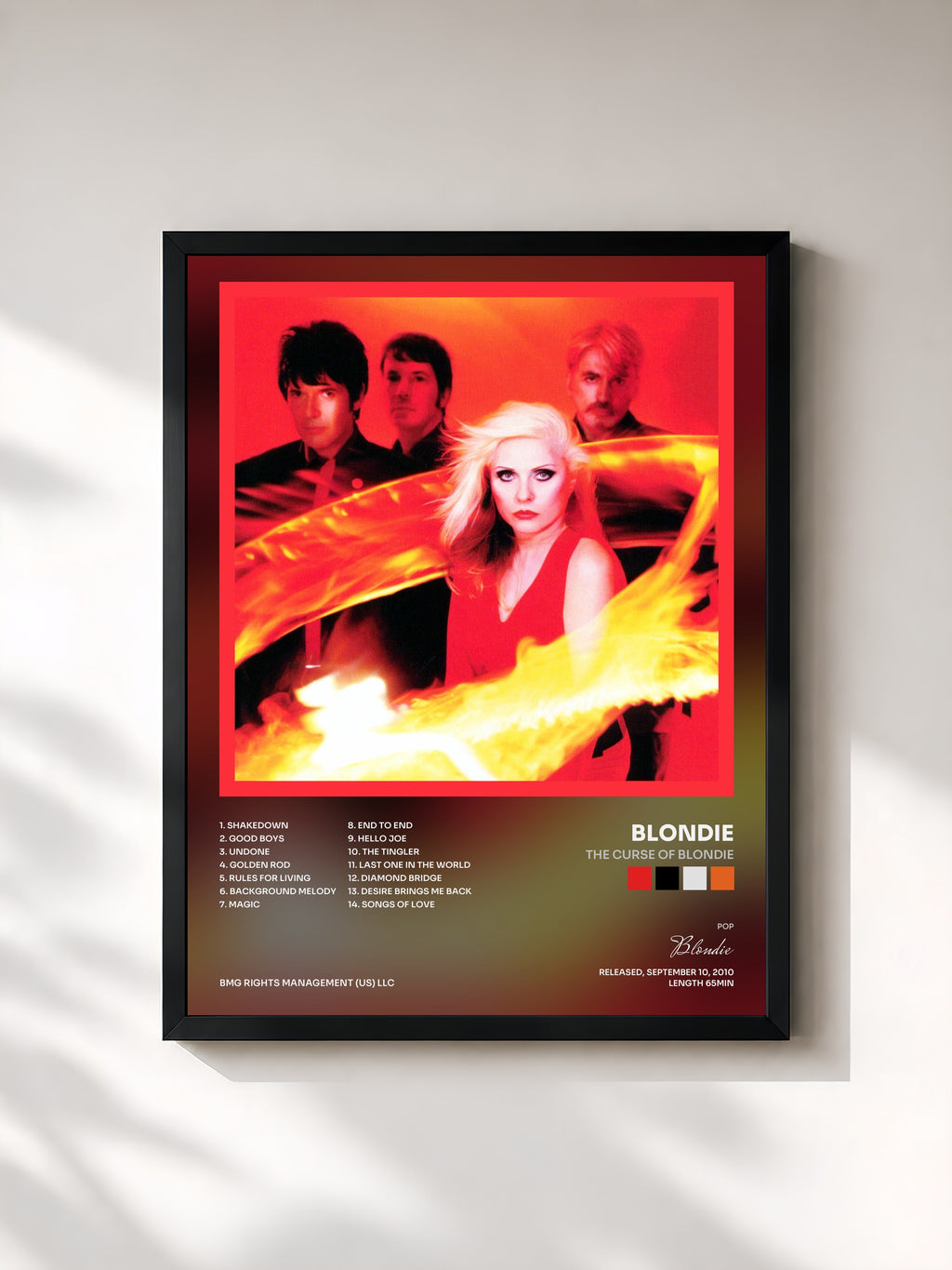 #noir Tableau de l'album The Curse of Blondie de Blondie, cadre noir, imprimé et encadré en France